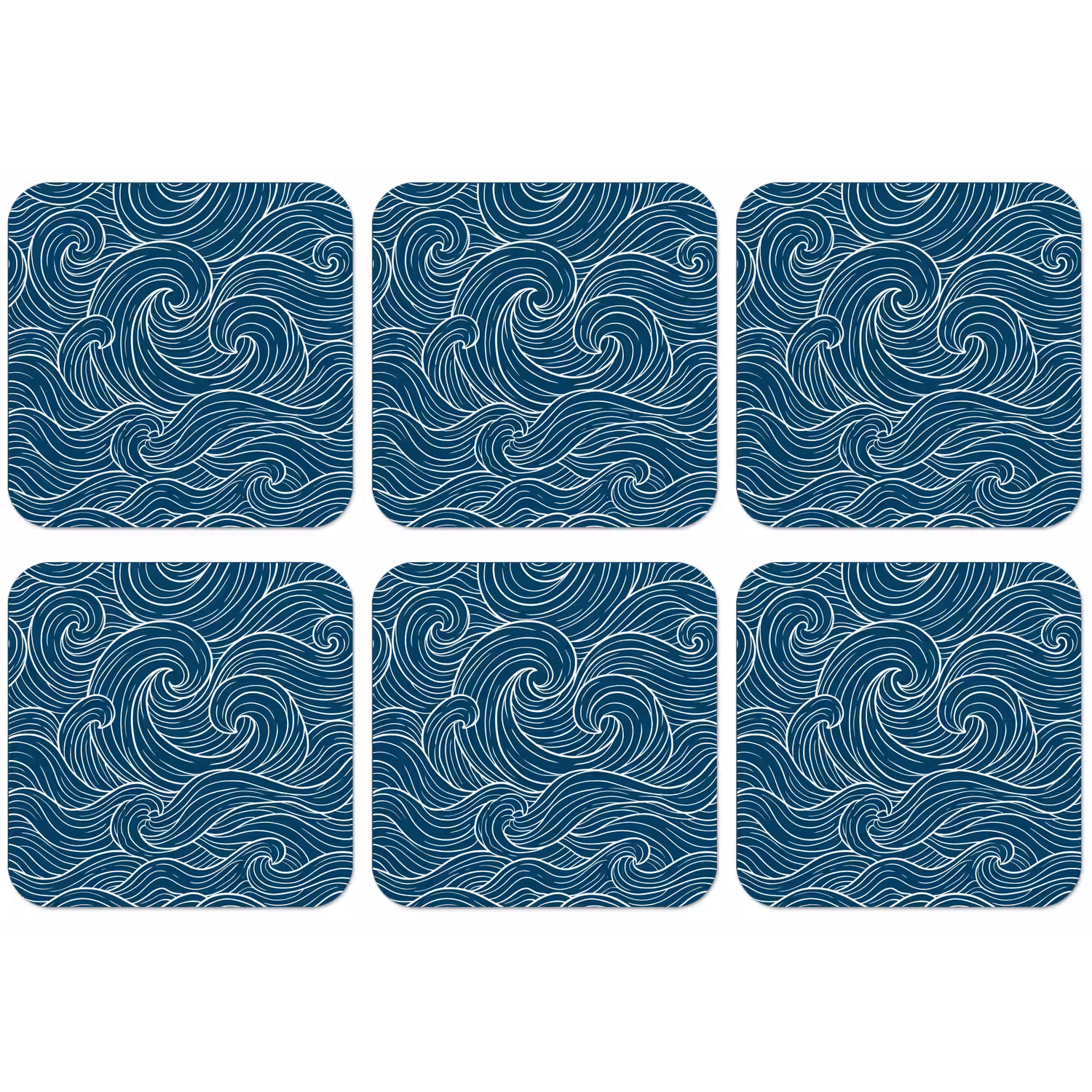 Golven - Spiraal - Water - Abstract - Blauw onderzetter kurk middel -zkaufland3dotto