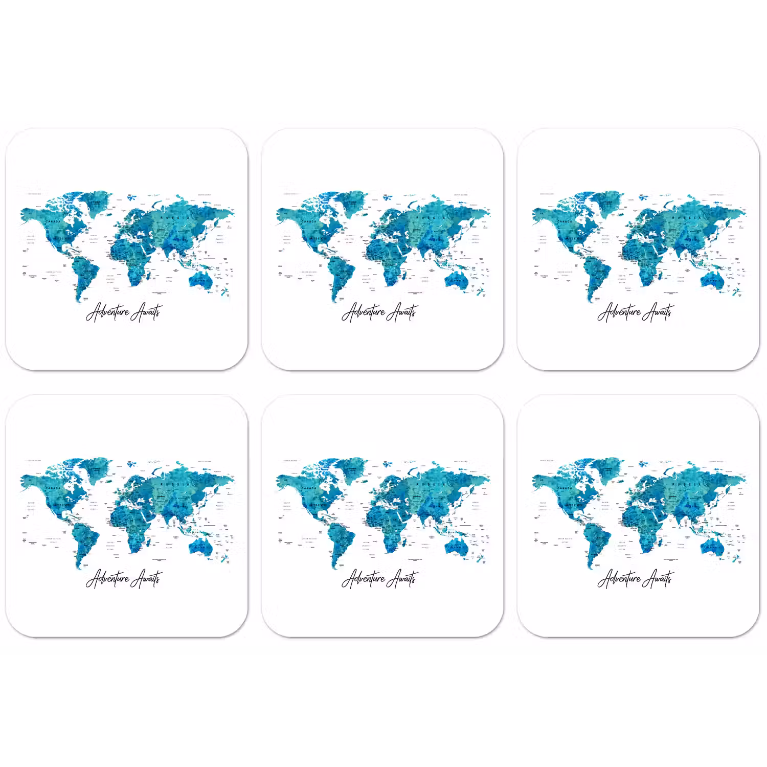 Wereldkaart - Blauw - Kleurrijk onderzetter kurk middel -zkaufland3dotto