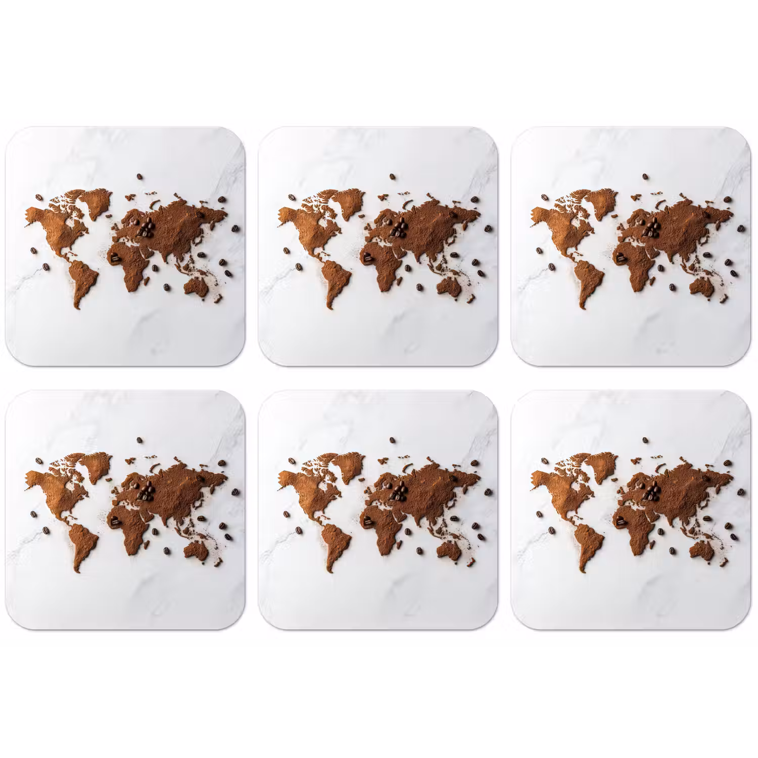 Wereldkaart - Koffie - Marmer onderzetter kurk middel -zkaufland3dotto