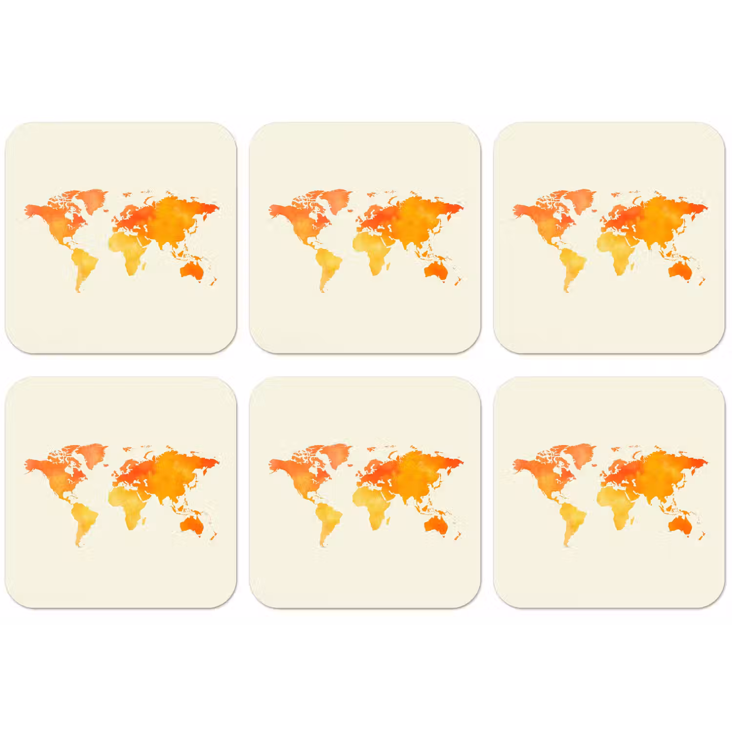 Wereldkaart - Oranje - Kleurrijk onderzetter kurk middel -zkaufland3dotto