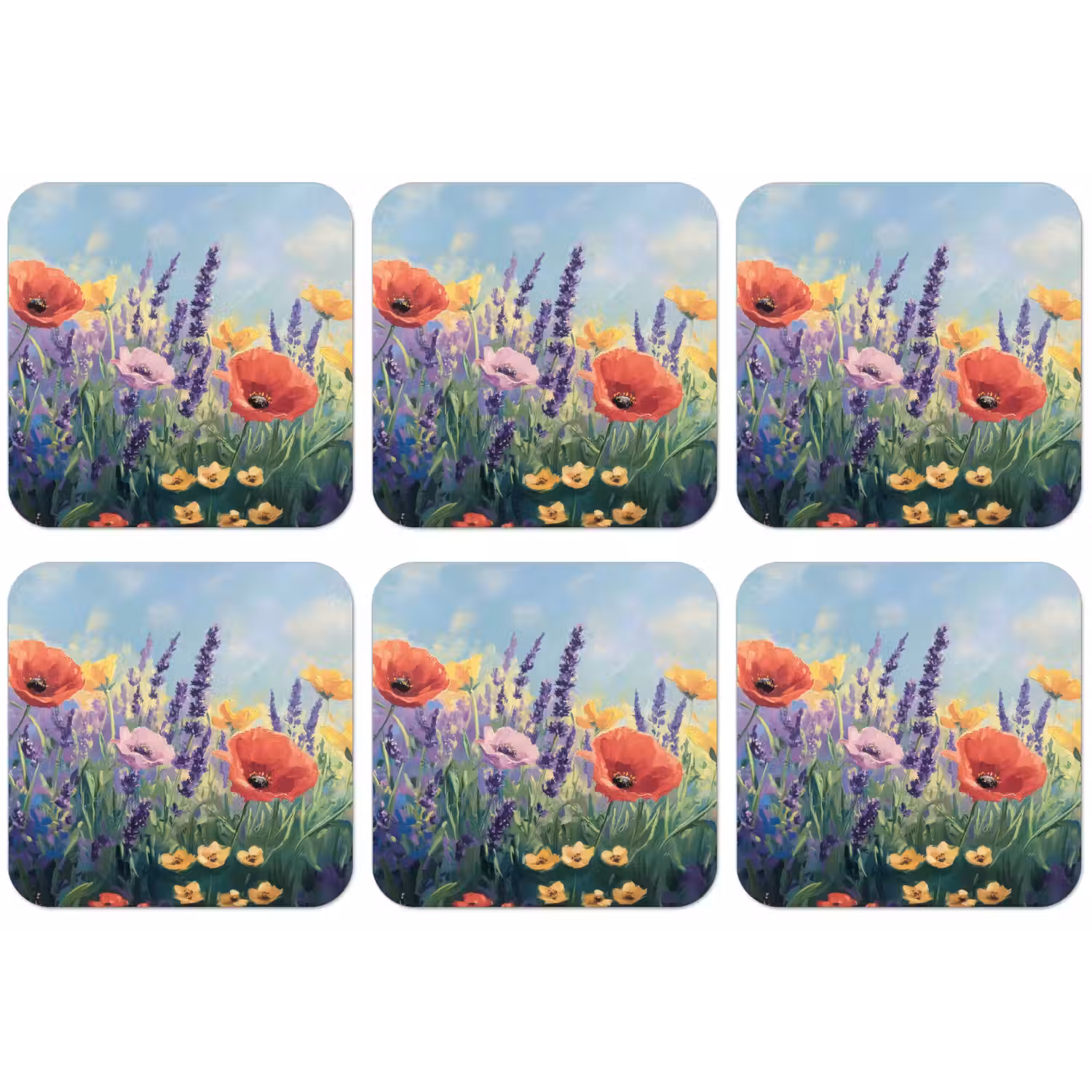 Weide - Bloemen - Kleurrijk onderzetter kurk middel -zkaufland3dotto