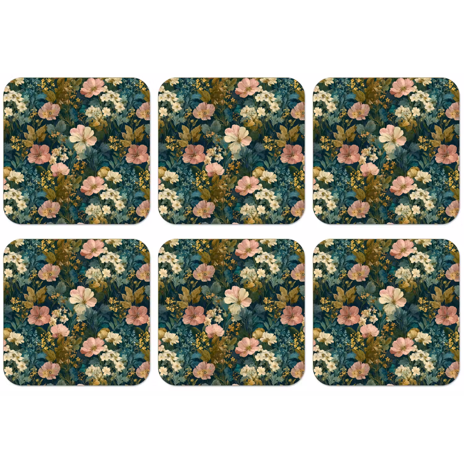 Wilde bloemen - Botanisch - Patroon - Roze - Romantisch onderzetter kurk middel 366 -zkaufland3dotto
