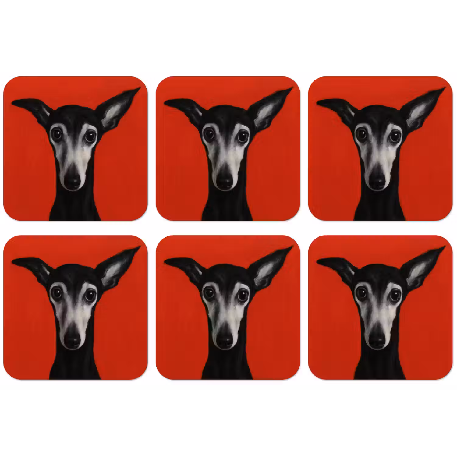 Windhond - Minimalistisch - Rood onderzetter kurk middel -zkaufland3dotto