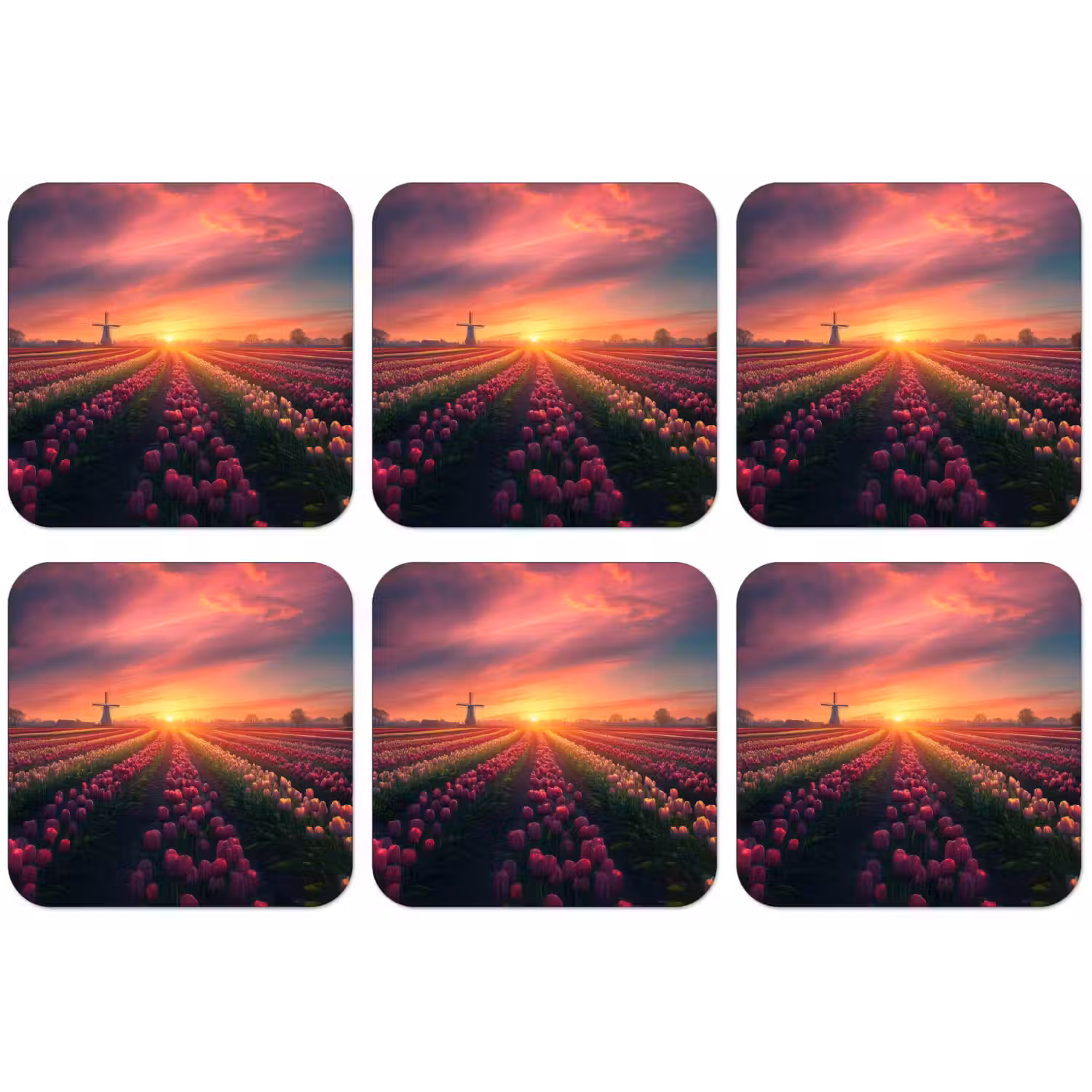 Windmolen - Zonsondergang - Landschap onderzetter kurk middel -zkaufland3dotto