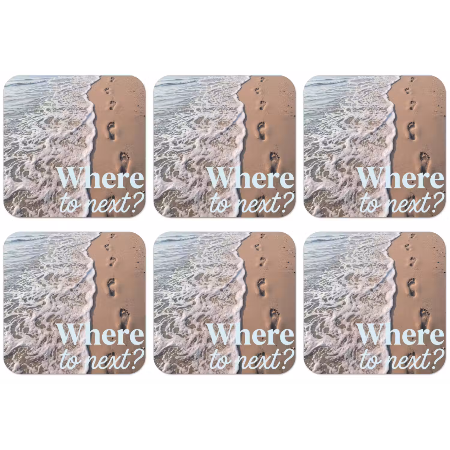 Where to next - Strand - Voetstappen onderzetter kurk middel -zkaufland3dotto