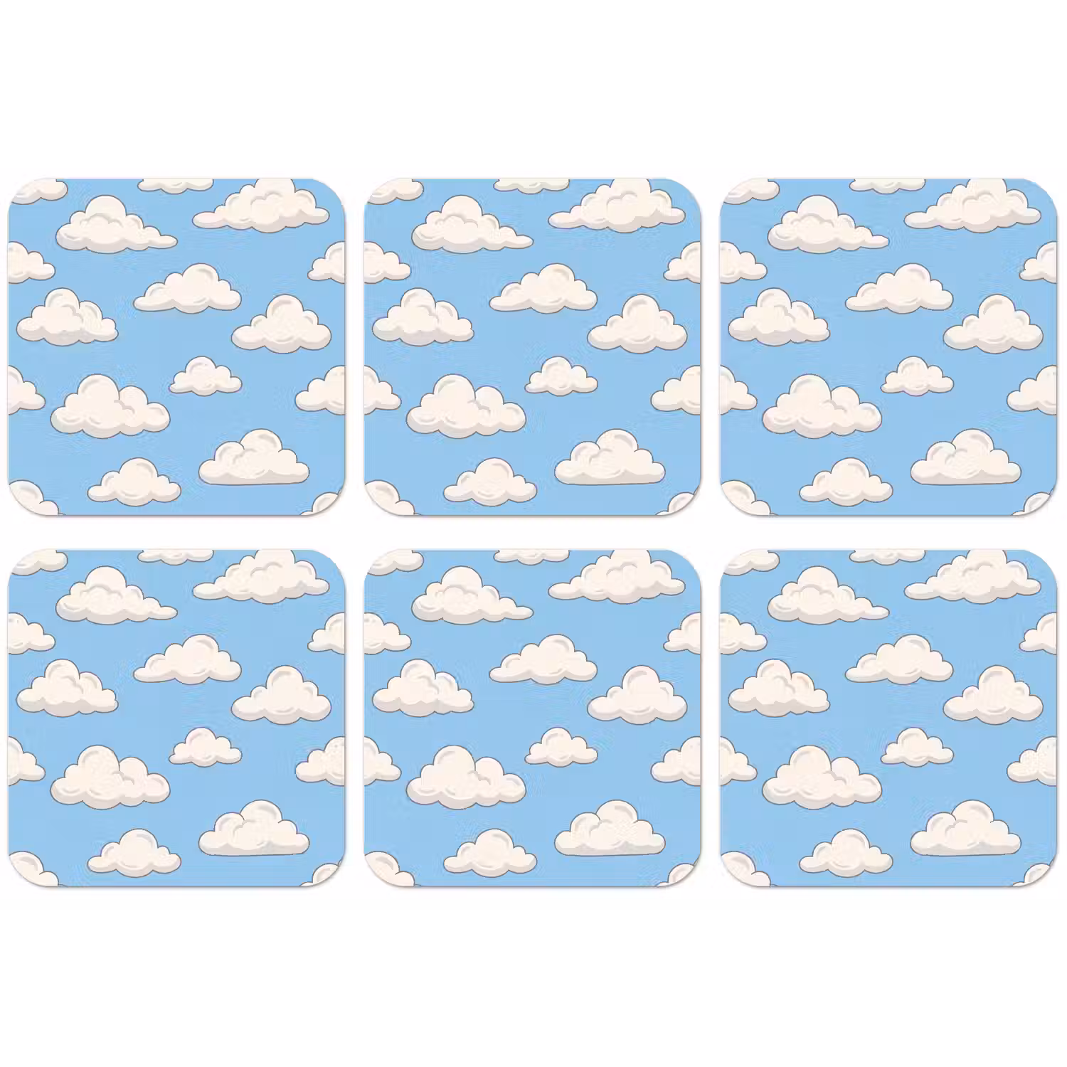Wolk - Cartoon - Lucht - Blauw - Wit onderzetter kurk middel -zkaufland3dotto