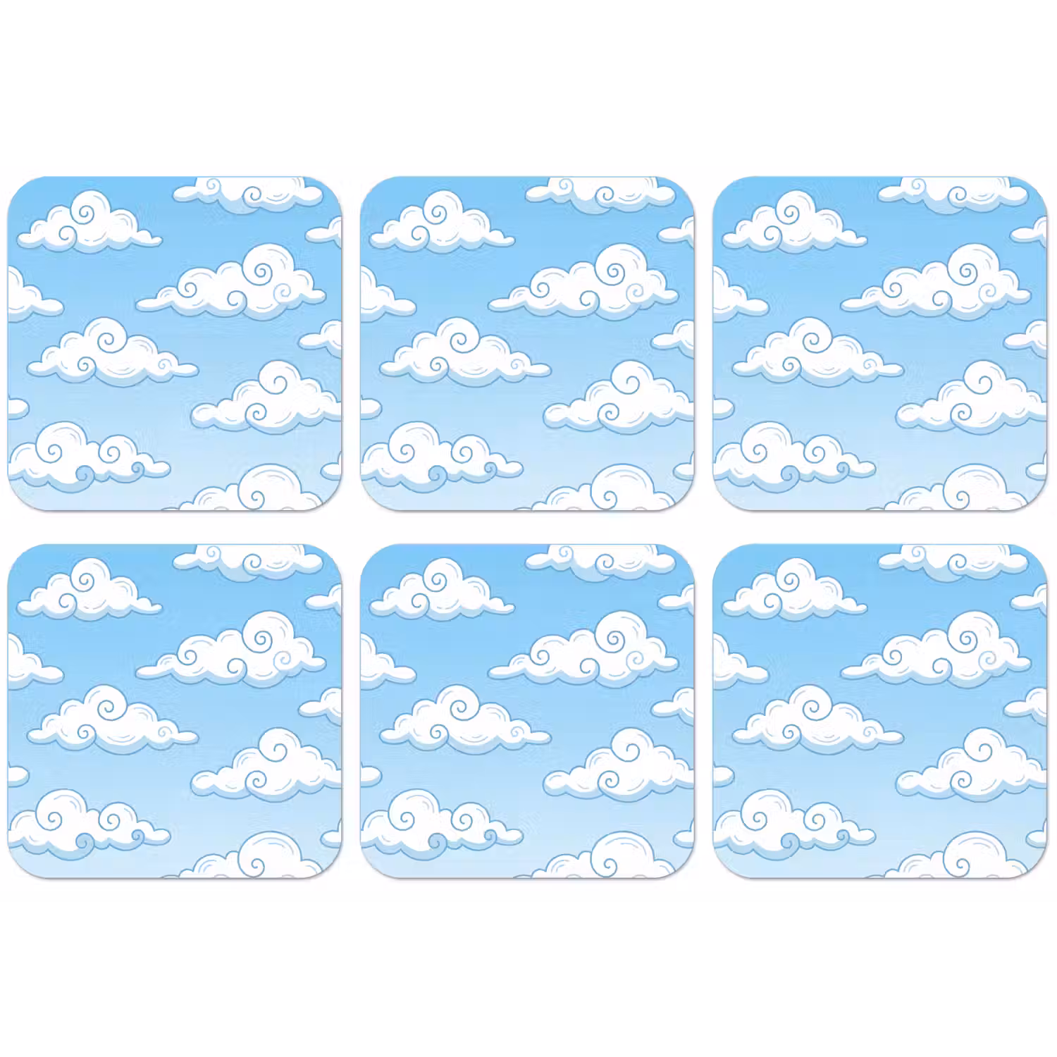 Wolk - Lucht - Cartoon - Blauw - Wit onderzetter kurk middel -zkaufland3dotto