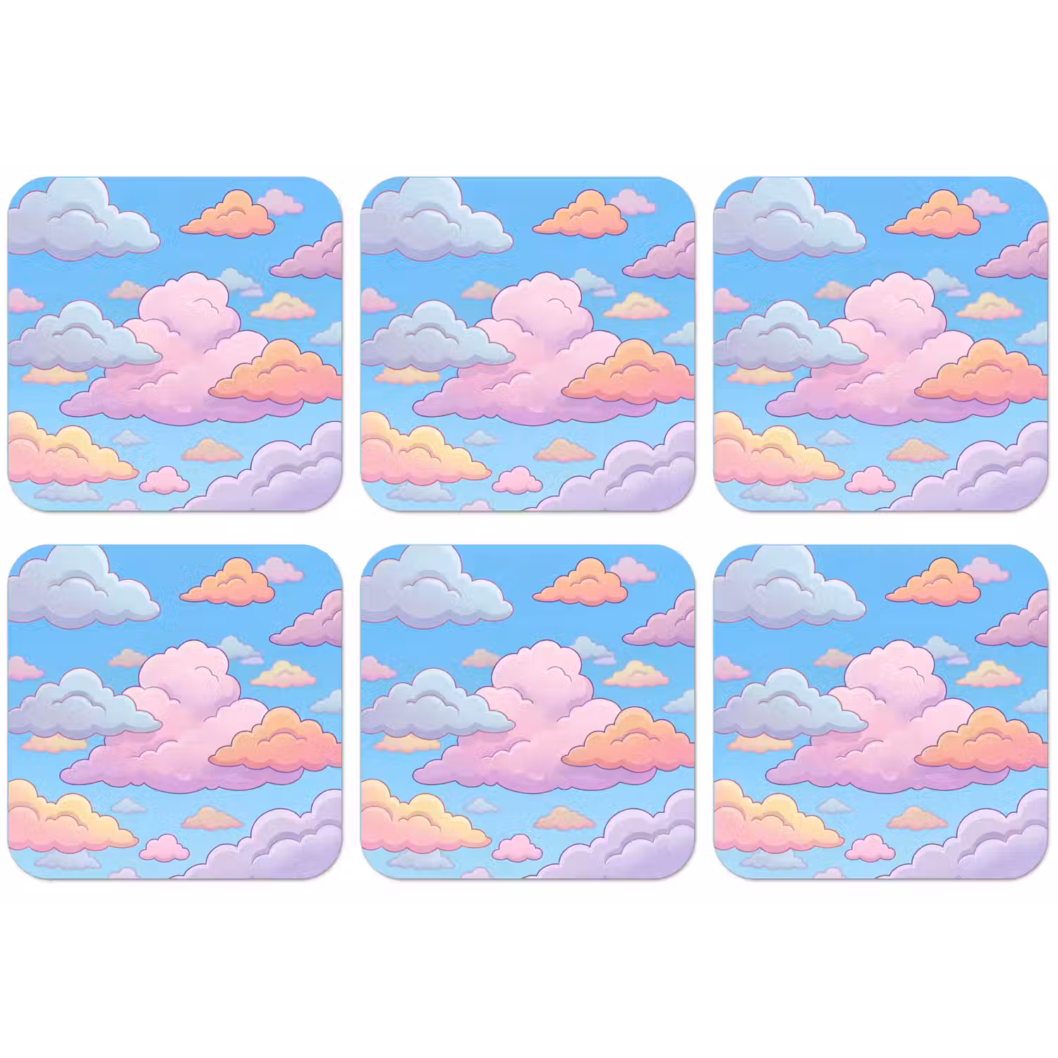 Wolk - Lucht - Natuur - Illustratie - Pastel onderzetter kurk middel -zkaufland3dotto