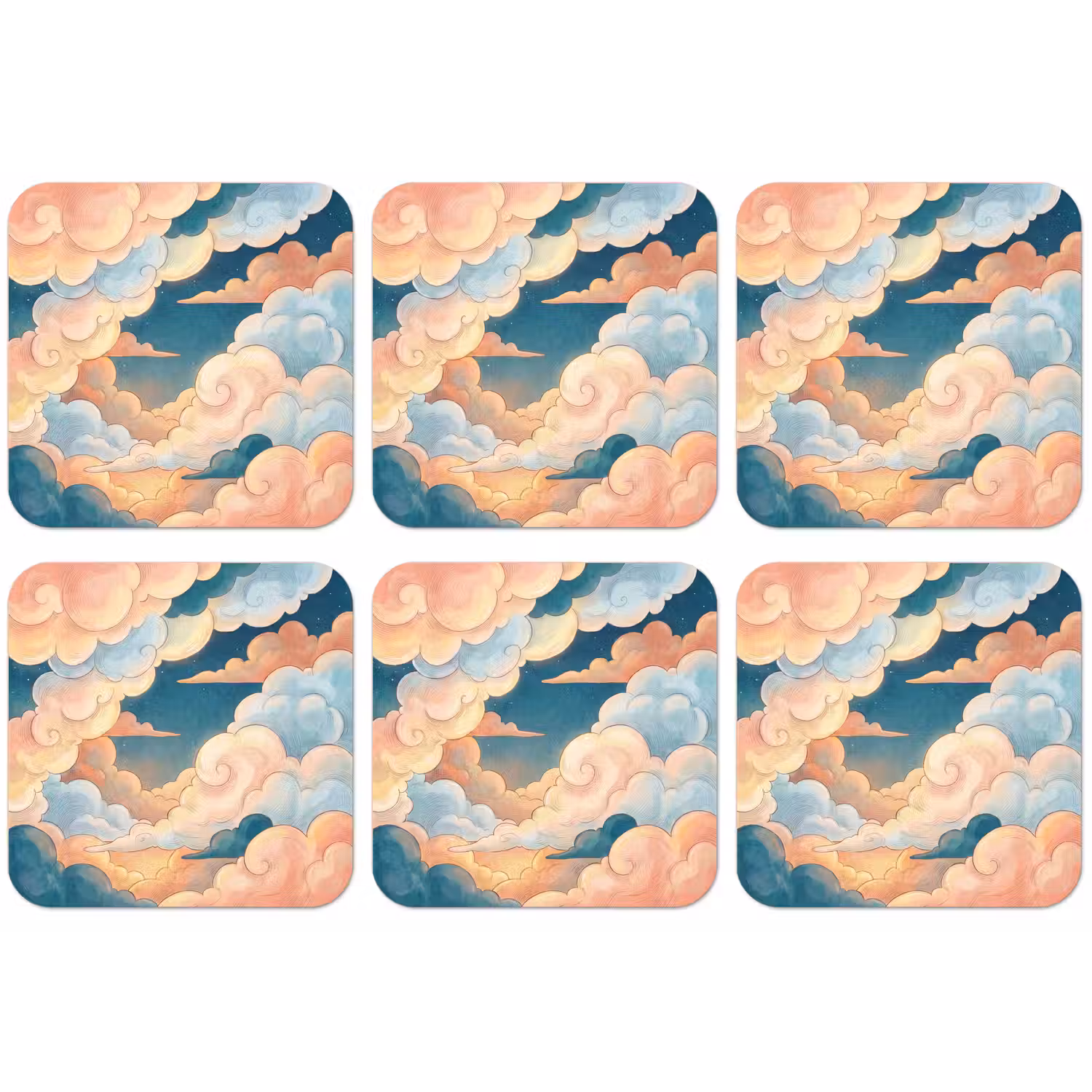 Wolk - Lucht - Natuur - Illustratief - Oranje onderzetter kurk middel -zkaufland3dotto