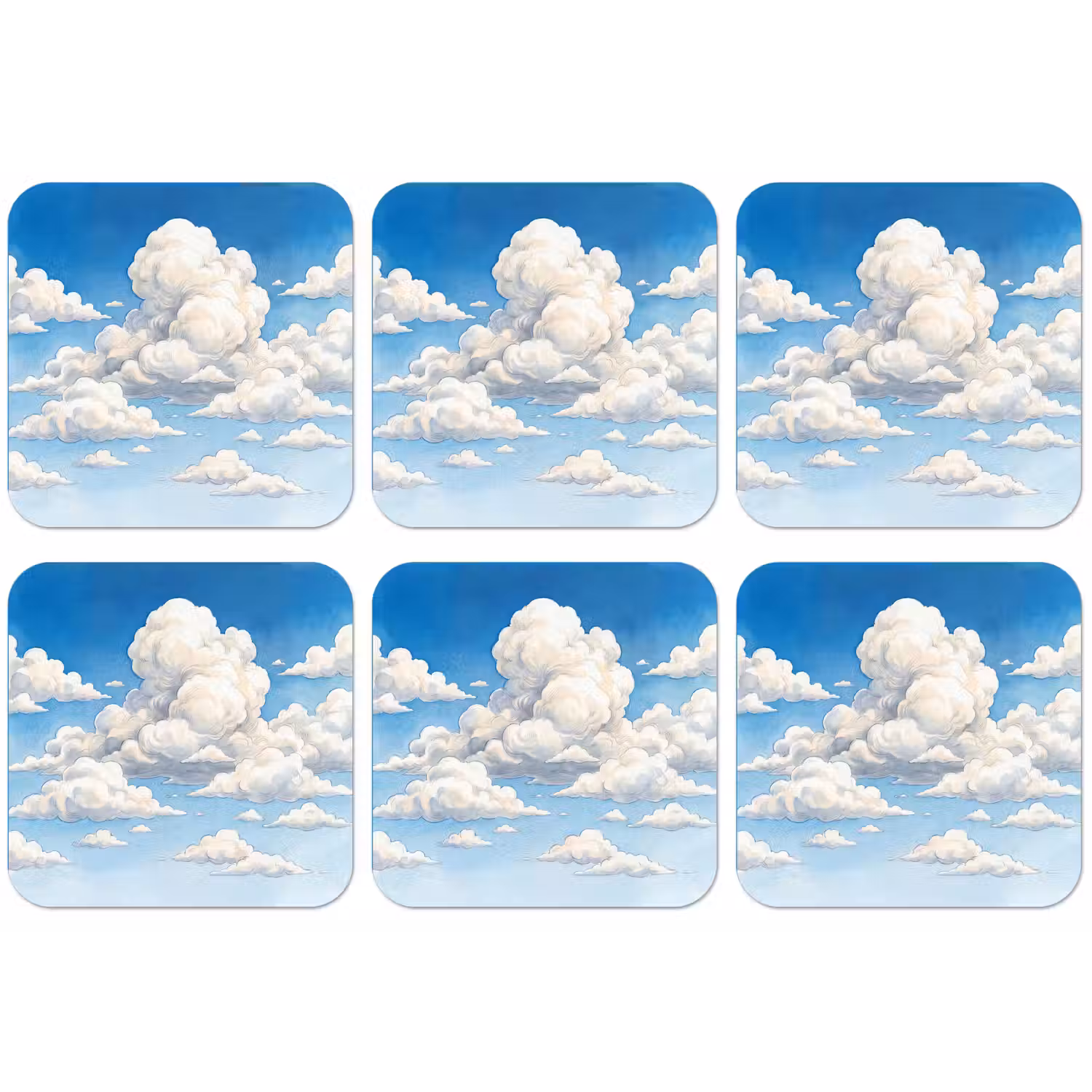 Wolken - Blauwe lucht - Natuur - Modern - Wit onderzetter kurk middel -zkaufland3dotto