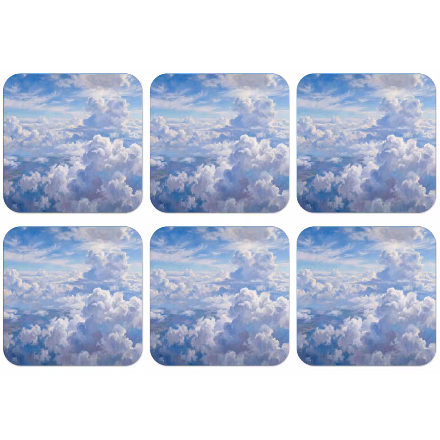 Wolken - Lucht - Natuur - Abstract - Blauw onderzetter kurk middel -zkaufland3dotto