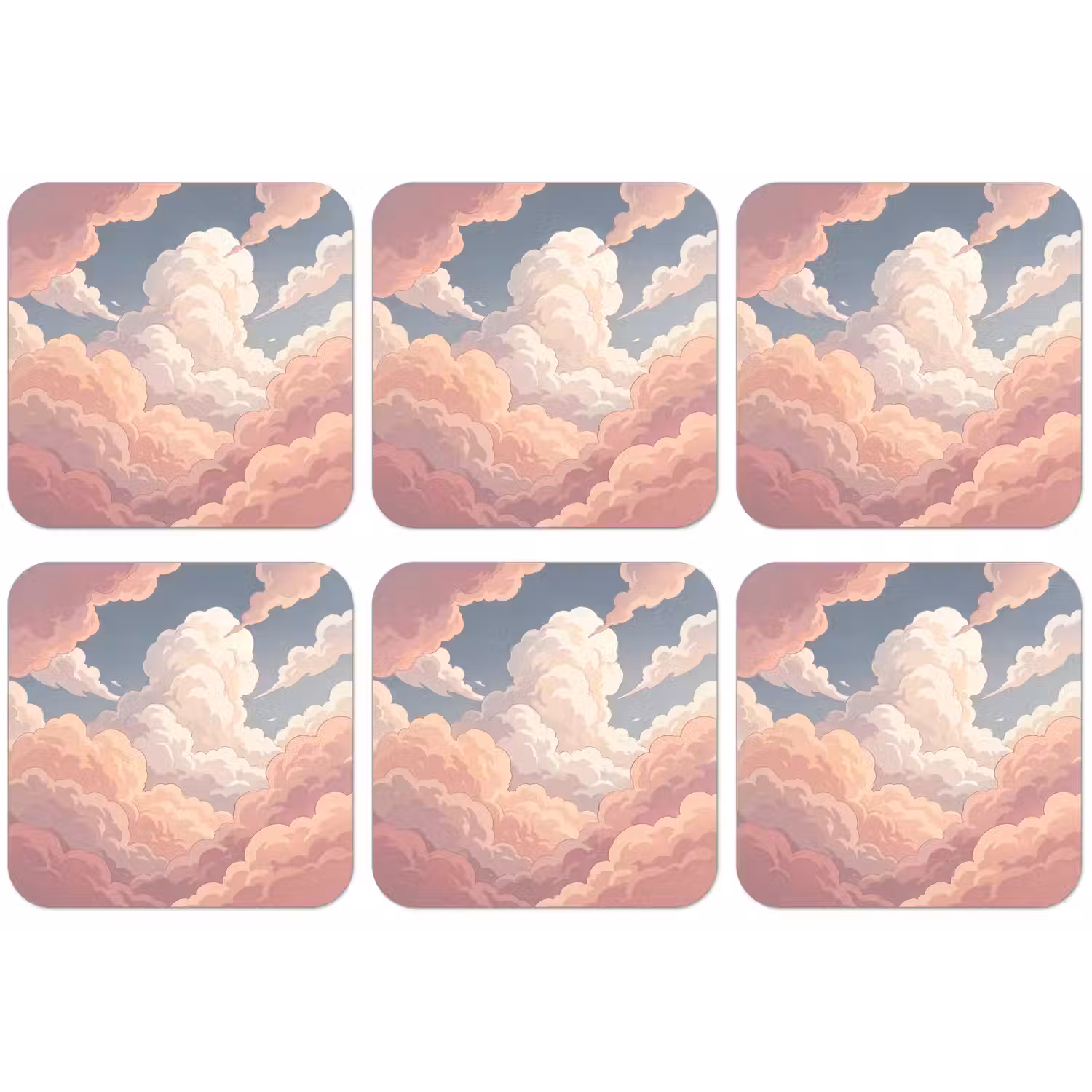 Wolken - Lucht - Natuur - Pastel - Roze onderzetter kurk middel -zkaufland3dotto
