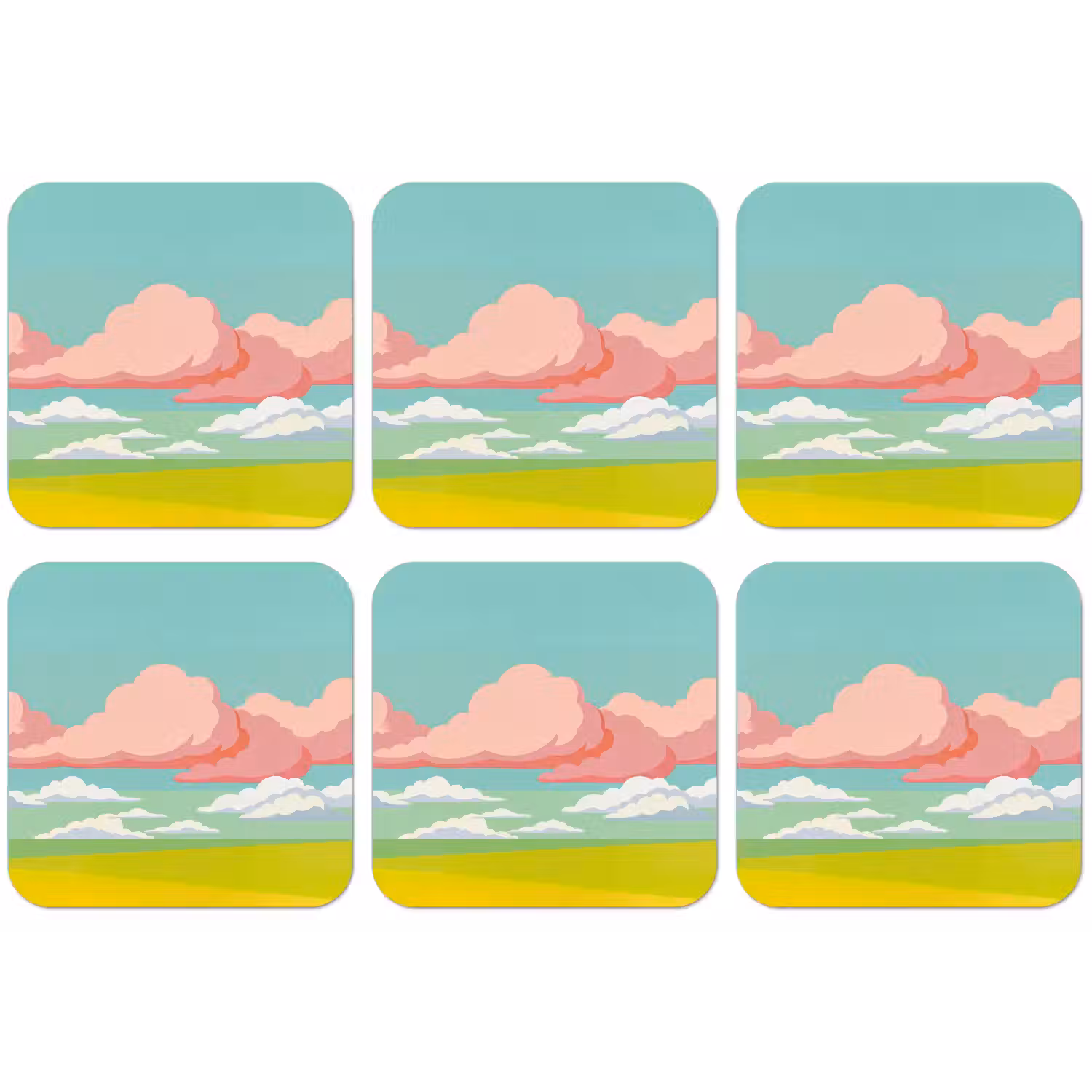 Wolken - Roze - Natuur - Modern - Pastel onderzetter kurk middel -zkaufland3dotto