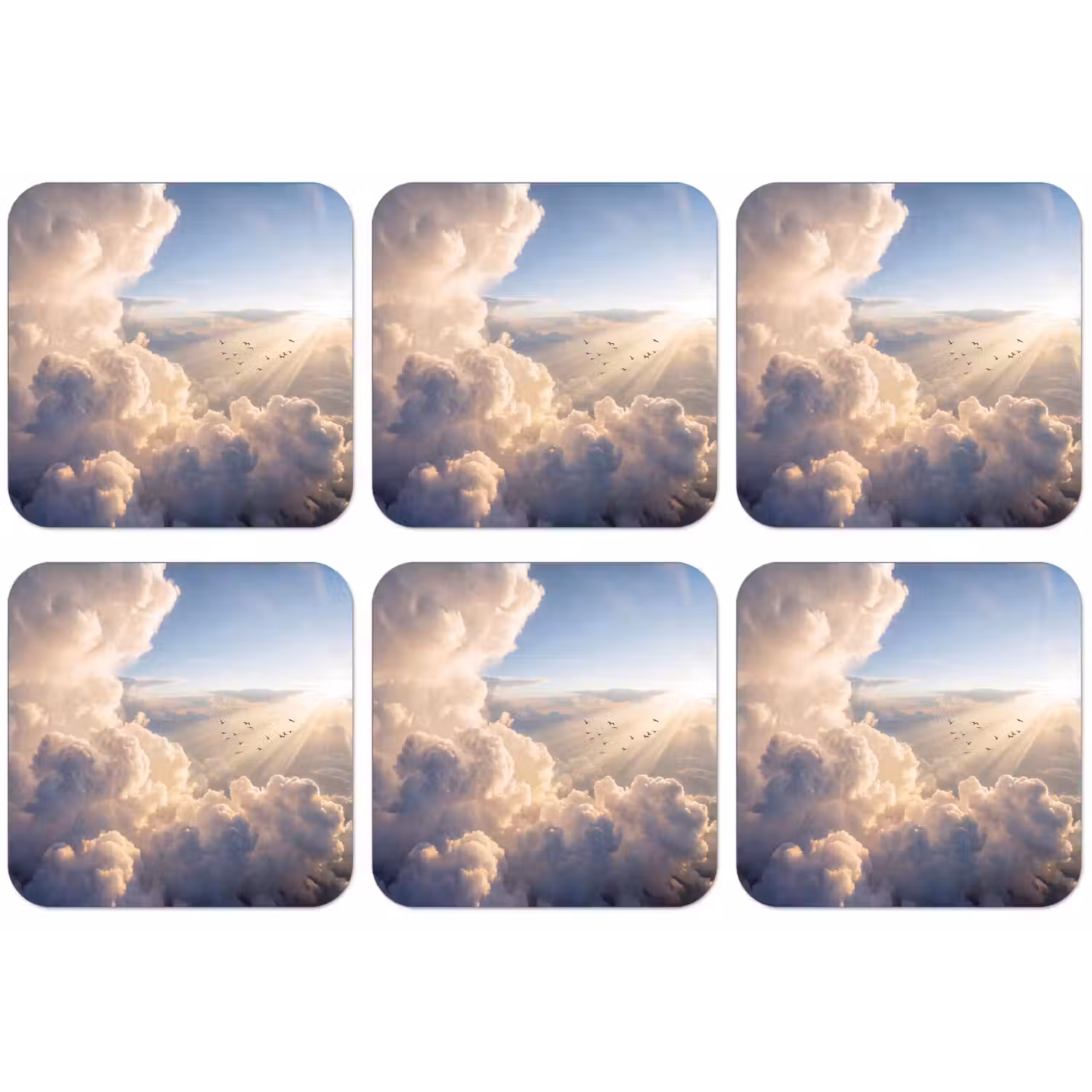 Wolken - Zonnestralen - Natuur - Wit onderzetter kurk middel -zkaufland3dotto