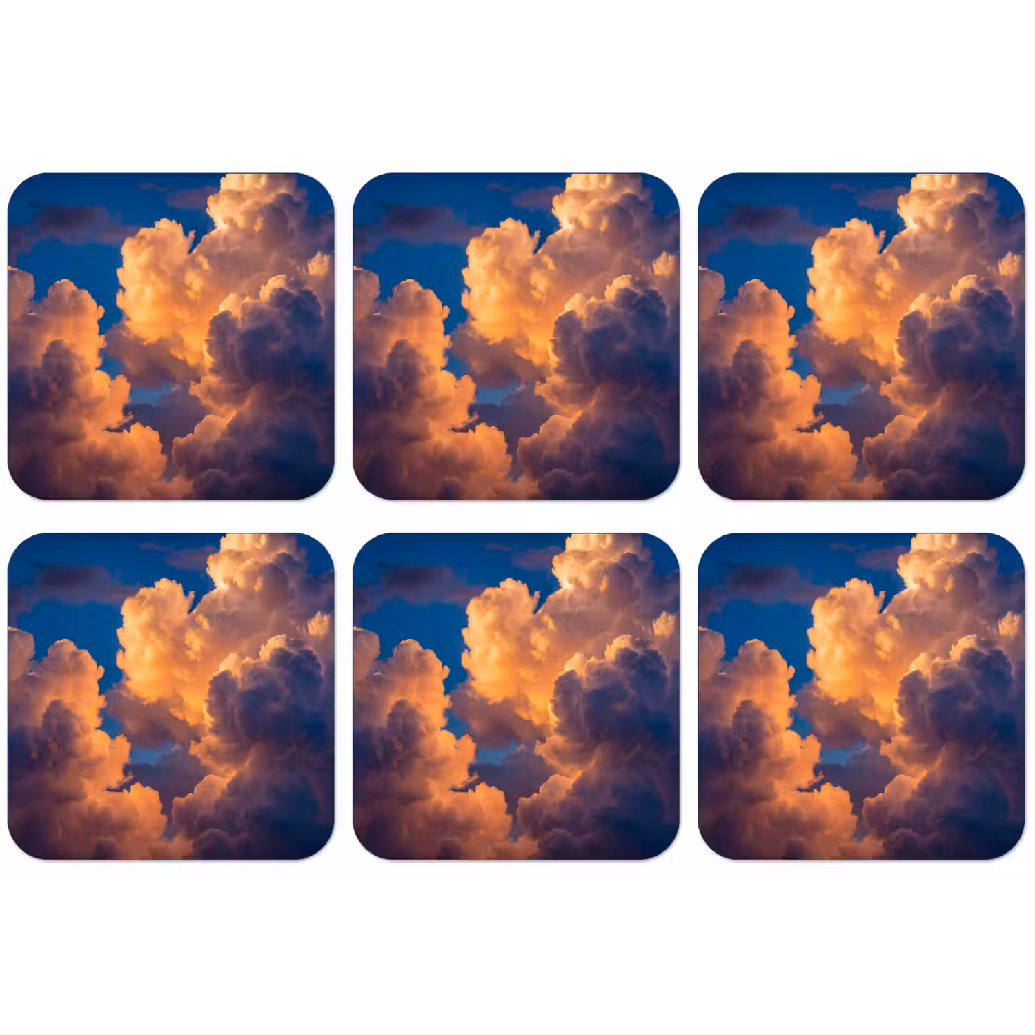 Wolken - Zonsondergang - Natuur - Oranje - Blauw onderzetter kurk middel -zkaufland3dotto