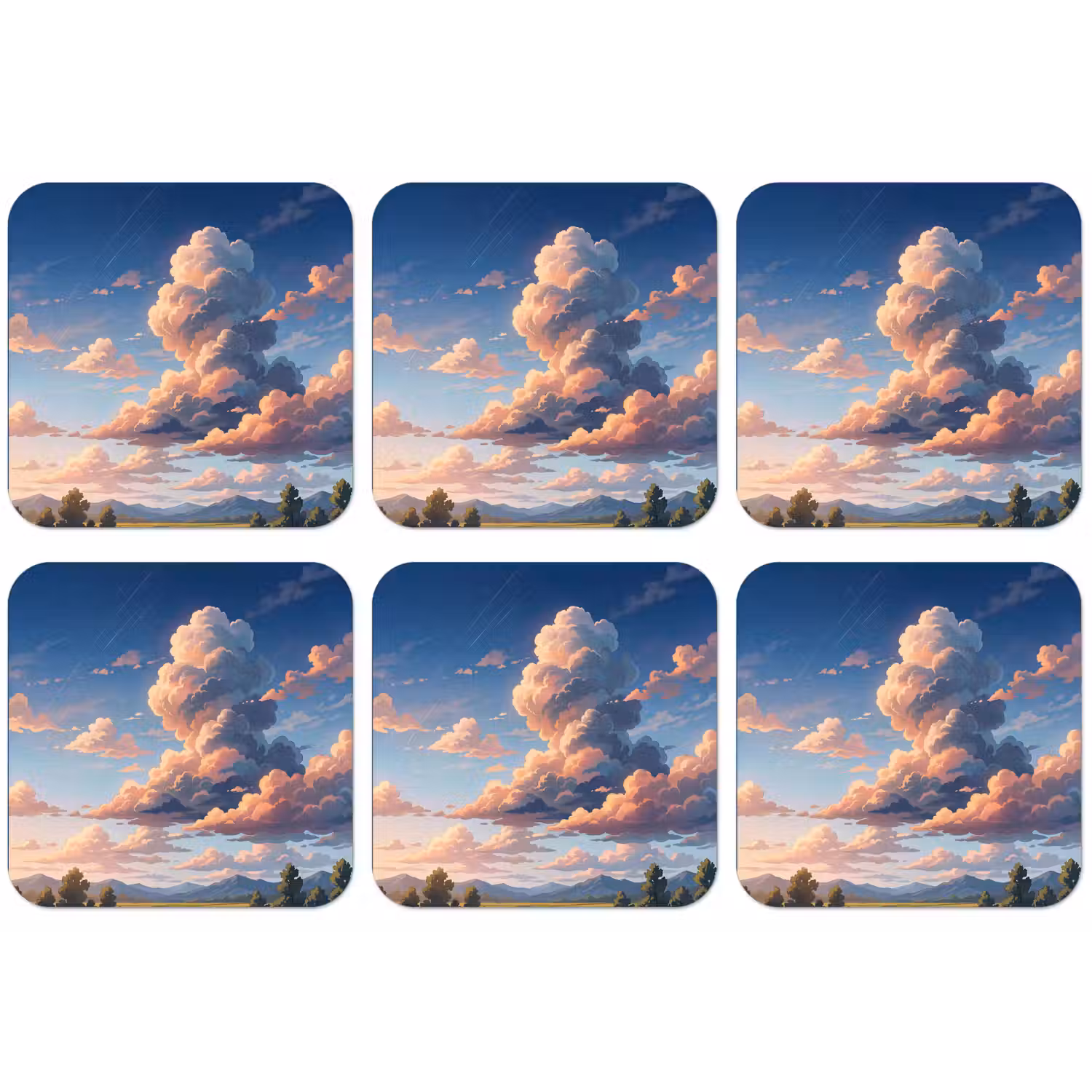 Wolken - Daghemel - Natuur - Illustratie - Oranje onderzetter kurk middel -zkaufland3dotto