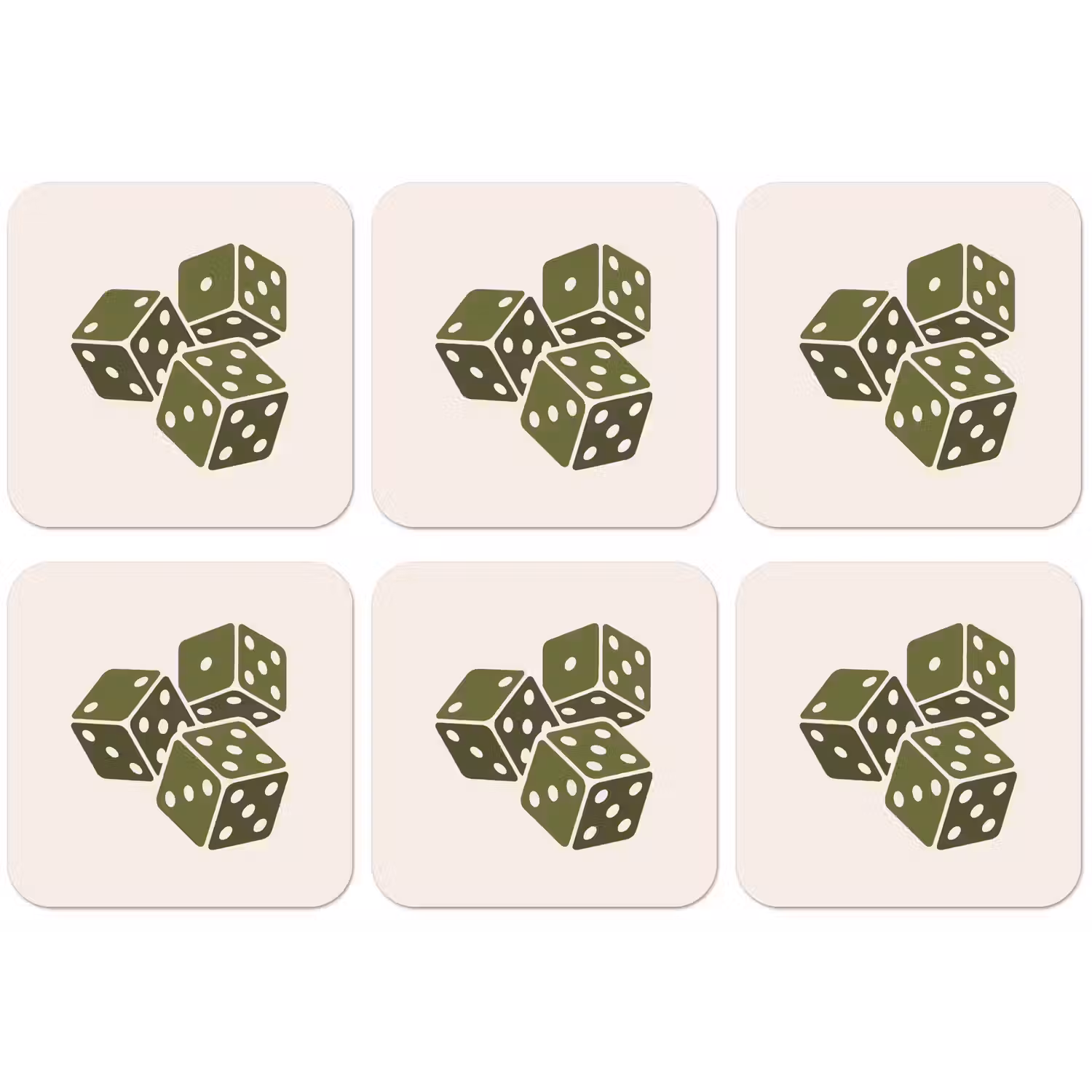 Dobbelsteen - Spel - Groen - Abstract onderzetter kurk middel -zkaufland3dotto