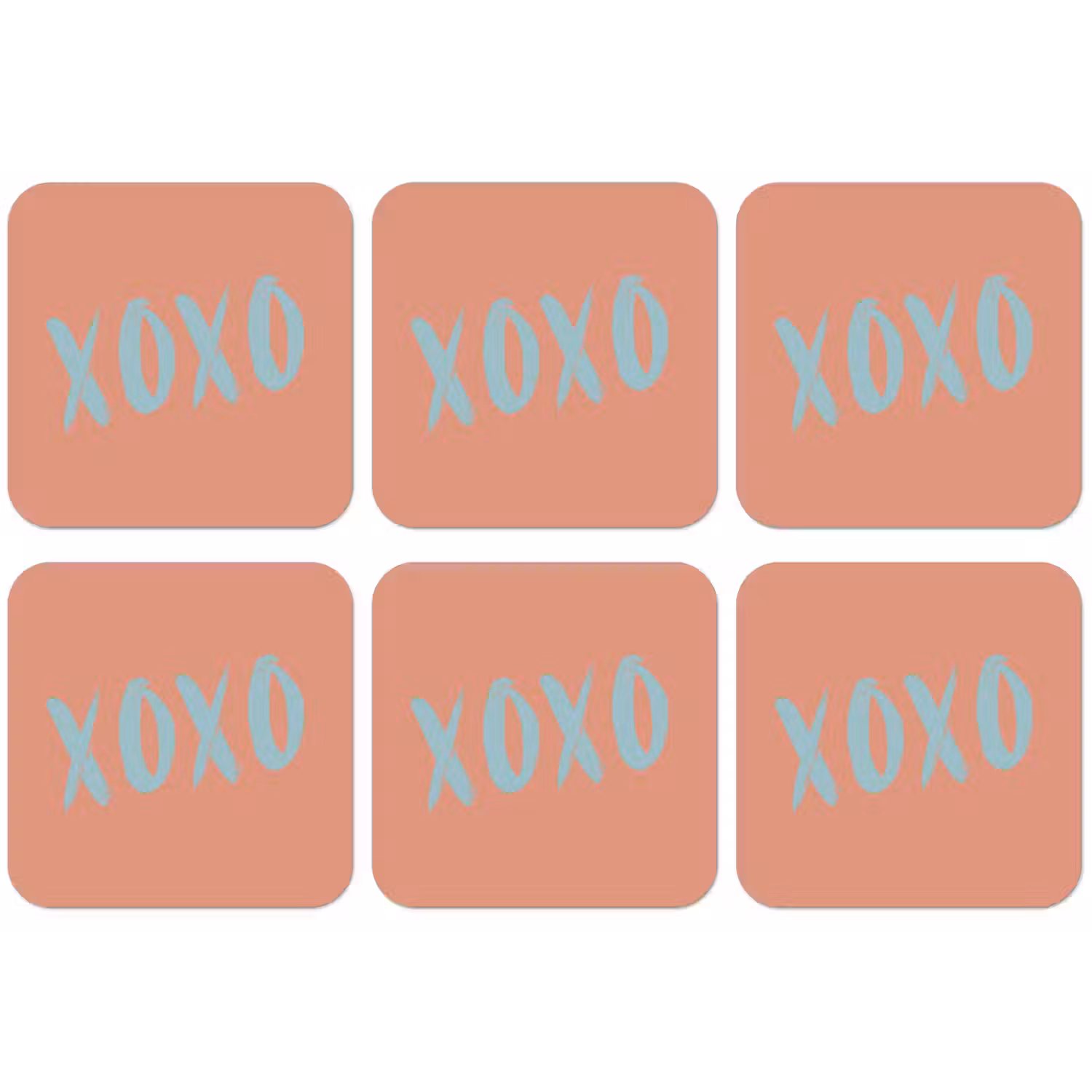XOXO - Blauw - Perzikkleur onderzetter kurk middel -zkaufland3dotto