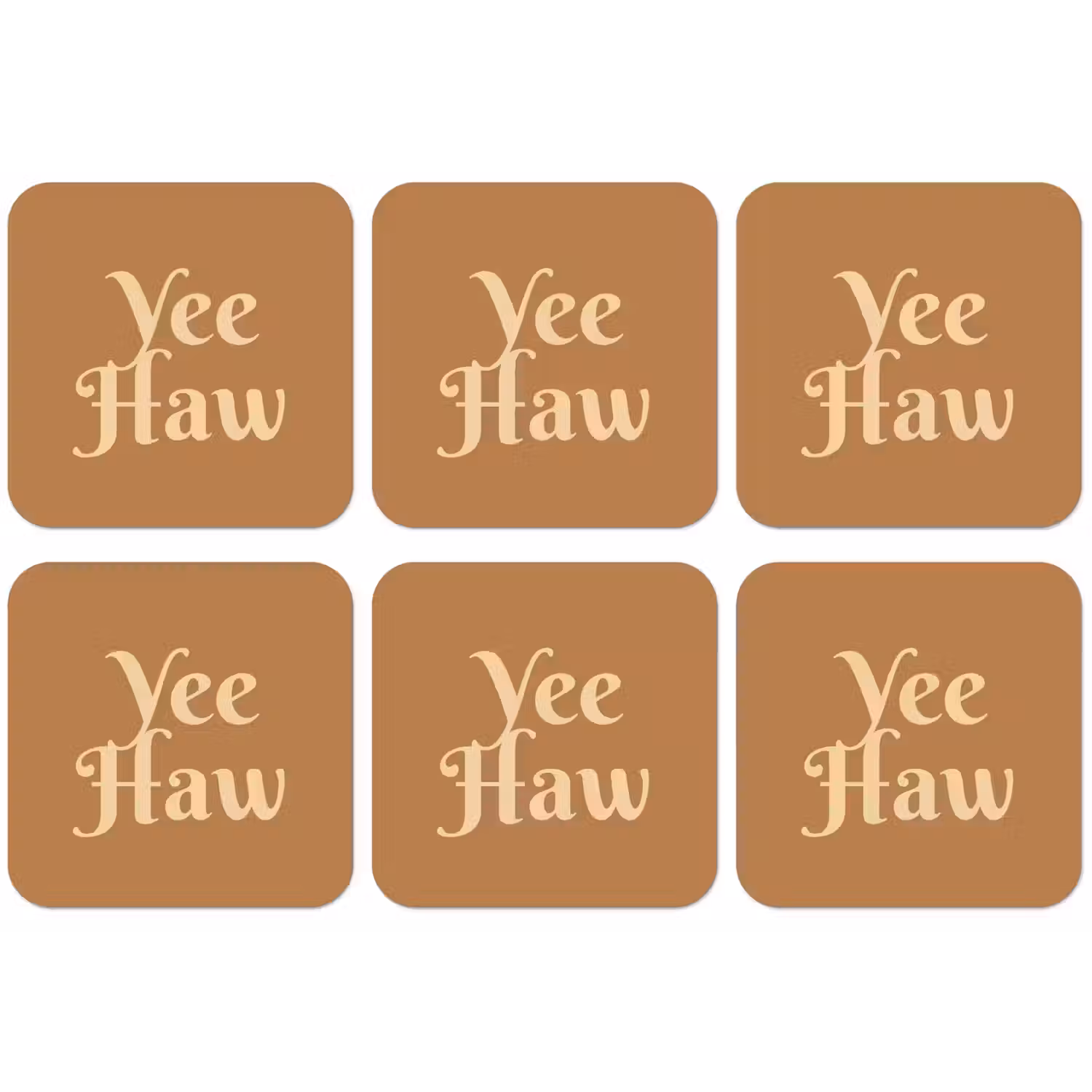 Yee haw - Bruin - Minimalistisch onderzetter kurk middel -zkaufland3dotto