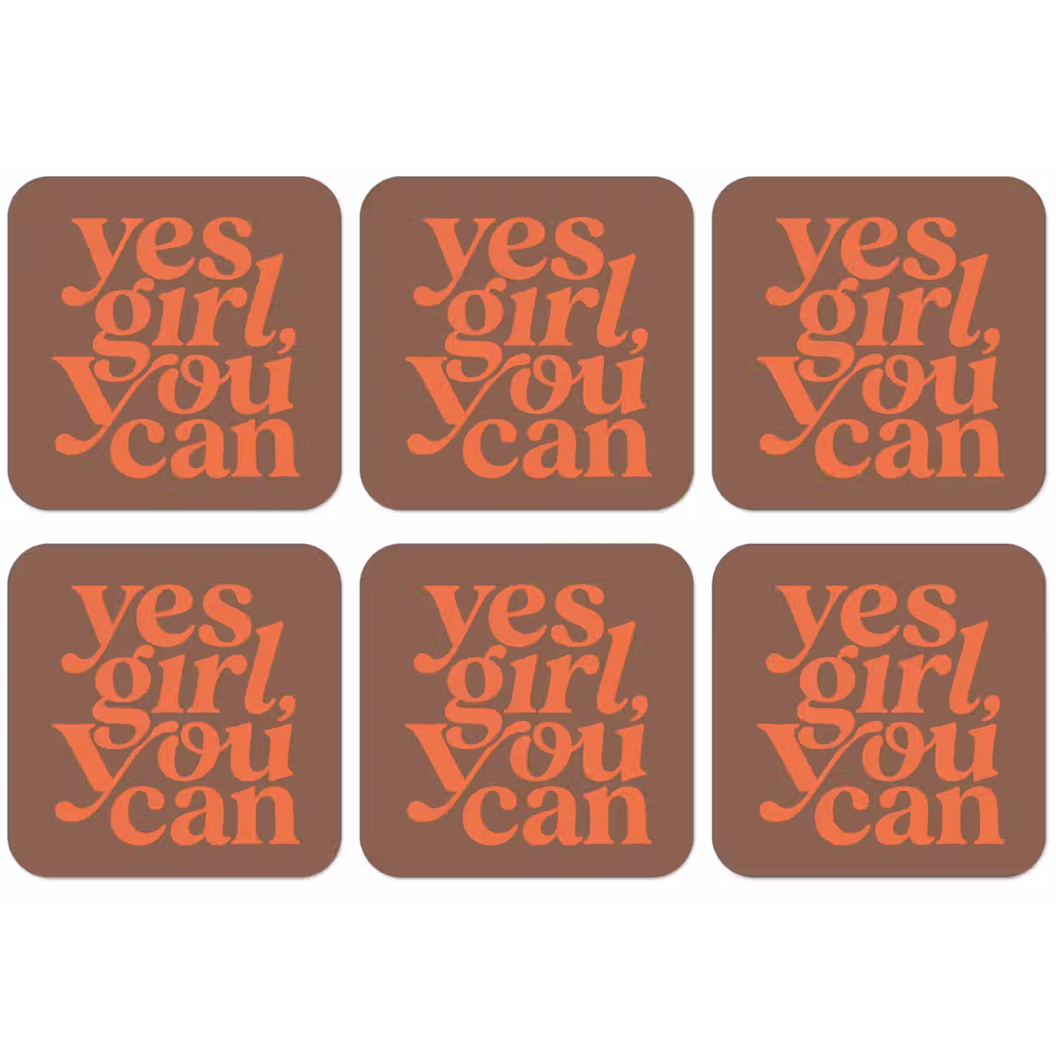 Yes girl you can - Oranje - Bruin onderzetter kurk middel -zkaufland3dotto