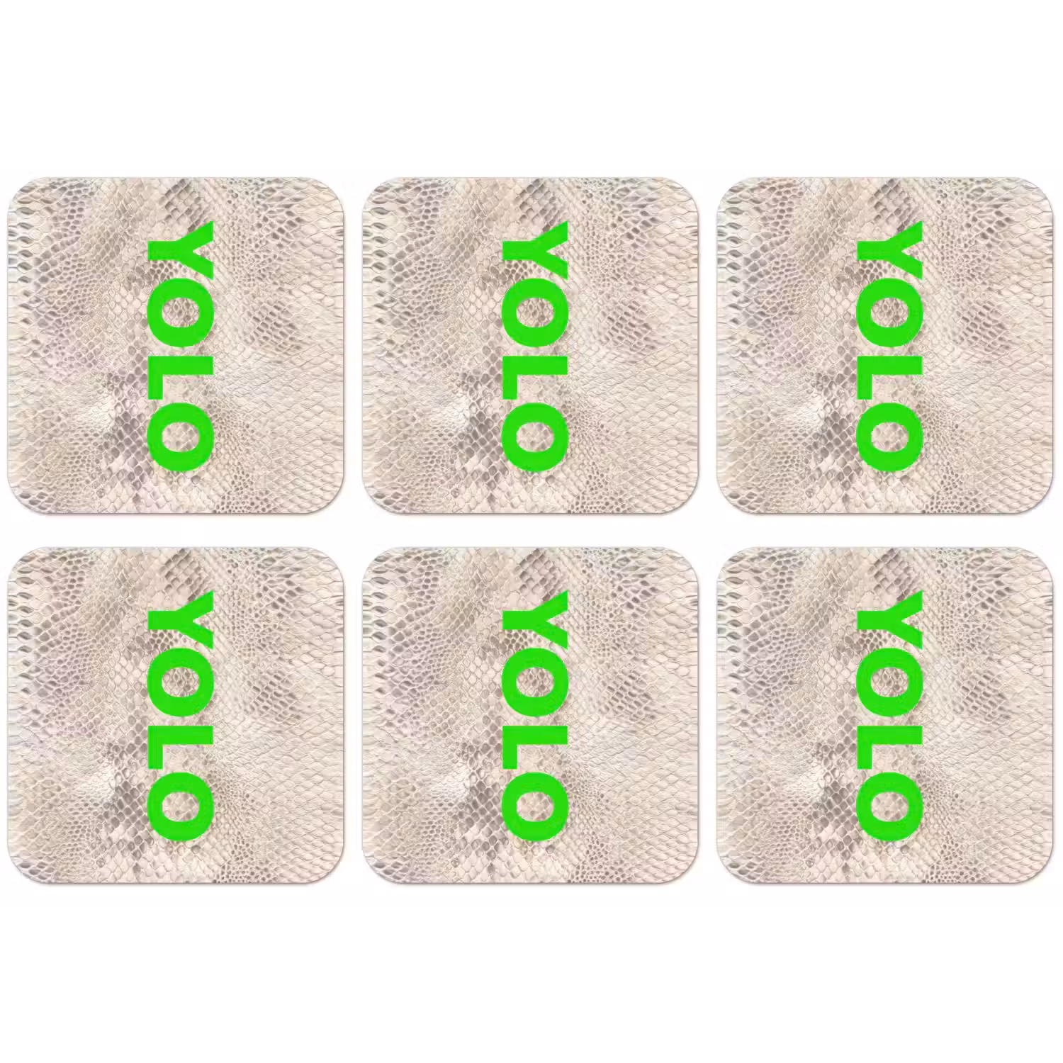 YOLO - Groen - Neon - Slangenprnt onderzetter kurk middel -zkaufland3dotto