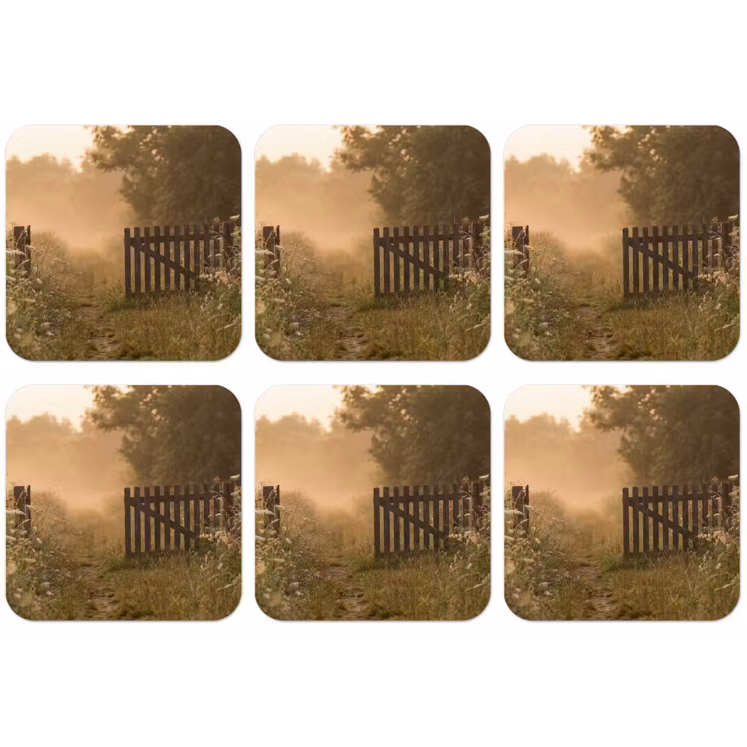 Hek - Natuur - Mist - Veld onderzetter kurk middel -zkaufland3dotto