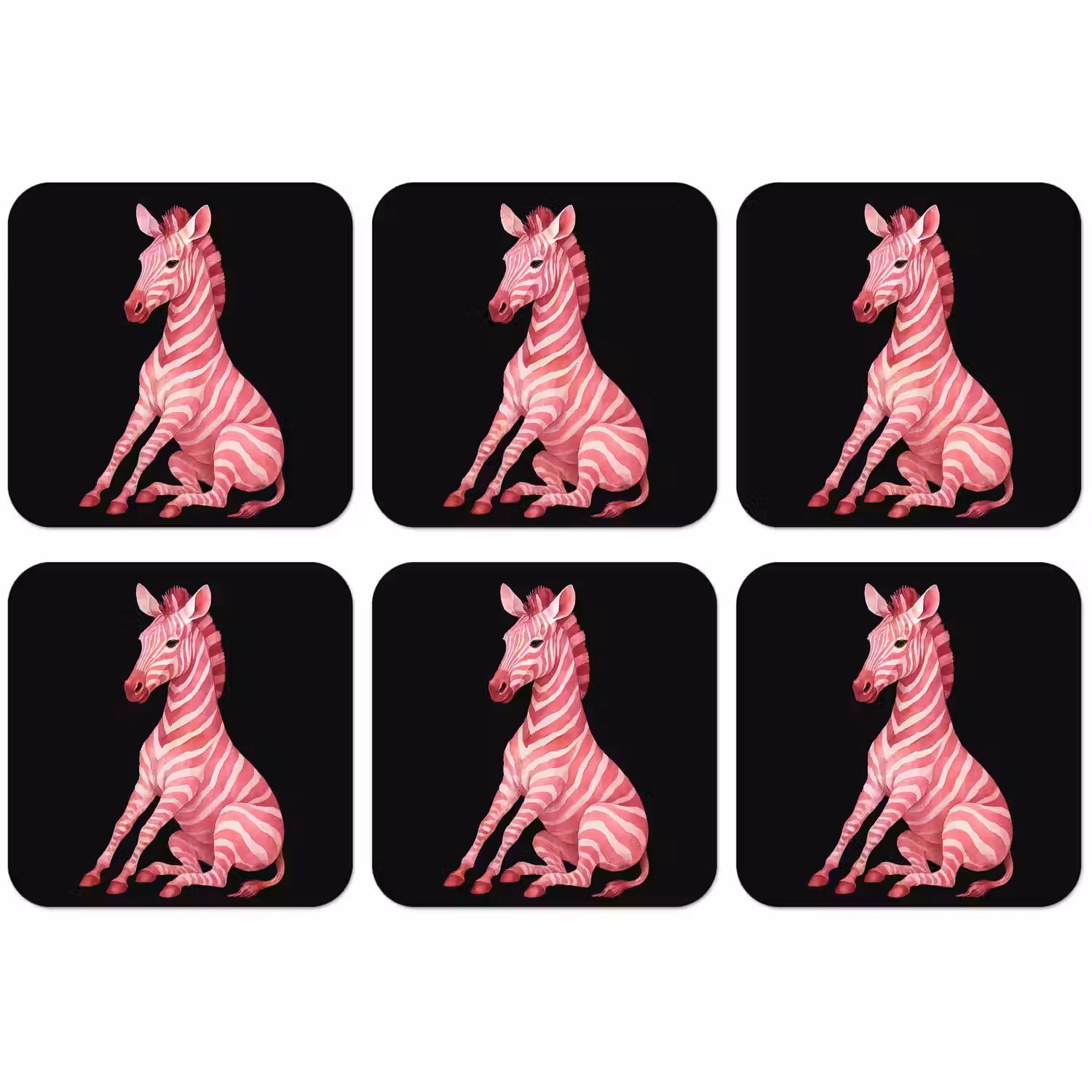 Zebra - Roze - Gestreept onderzetter kurk middel -zkaufland3dotto