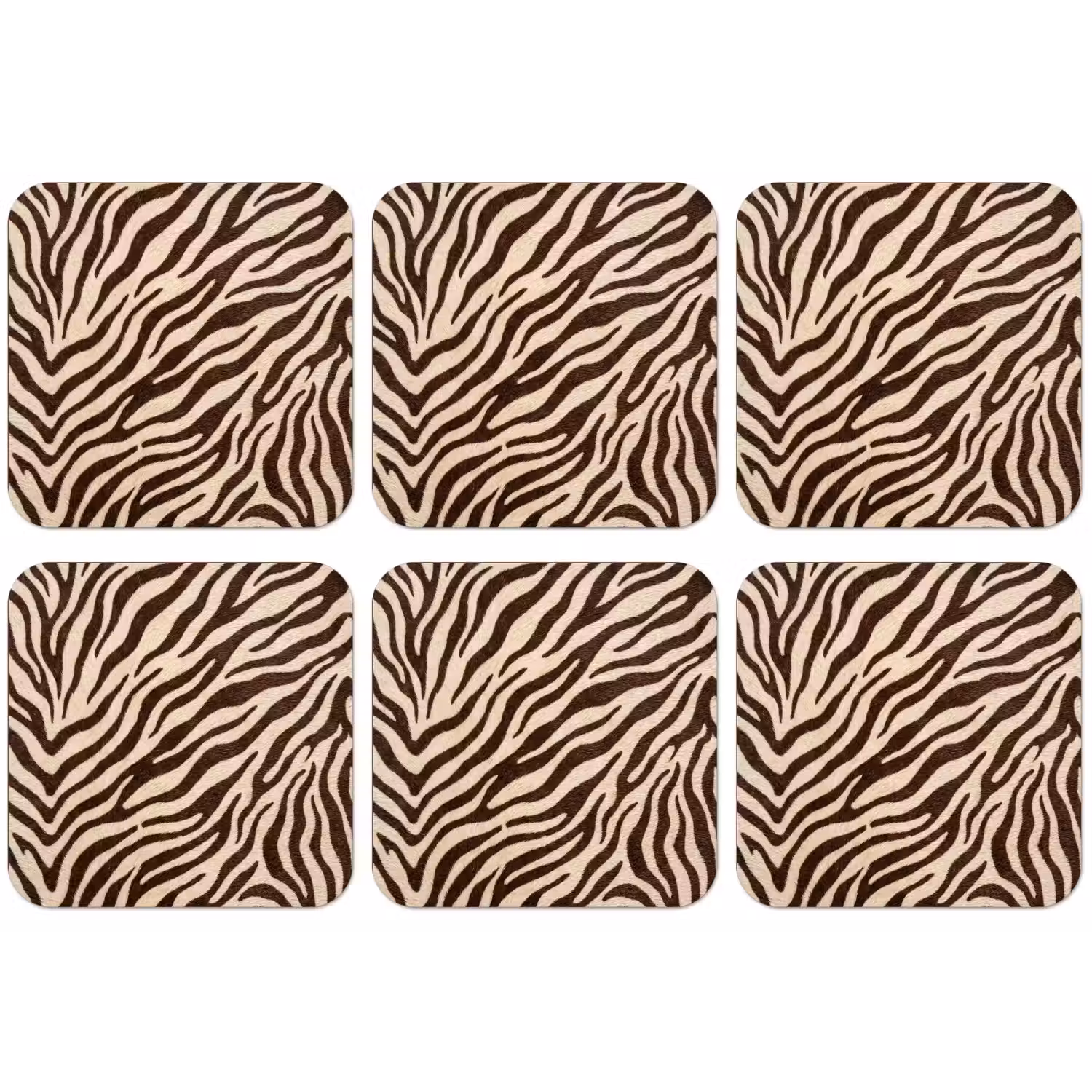 Zebra - Strepen - Bruin onderzetter kurk middel -zkaufland3dotto