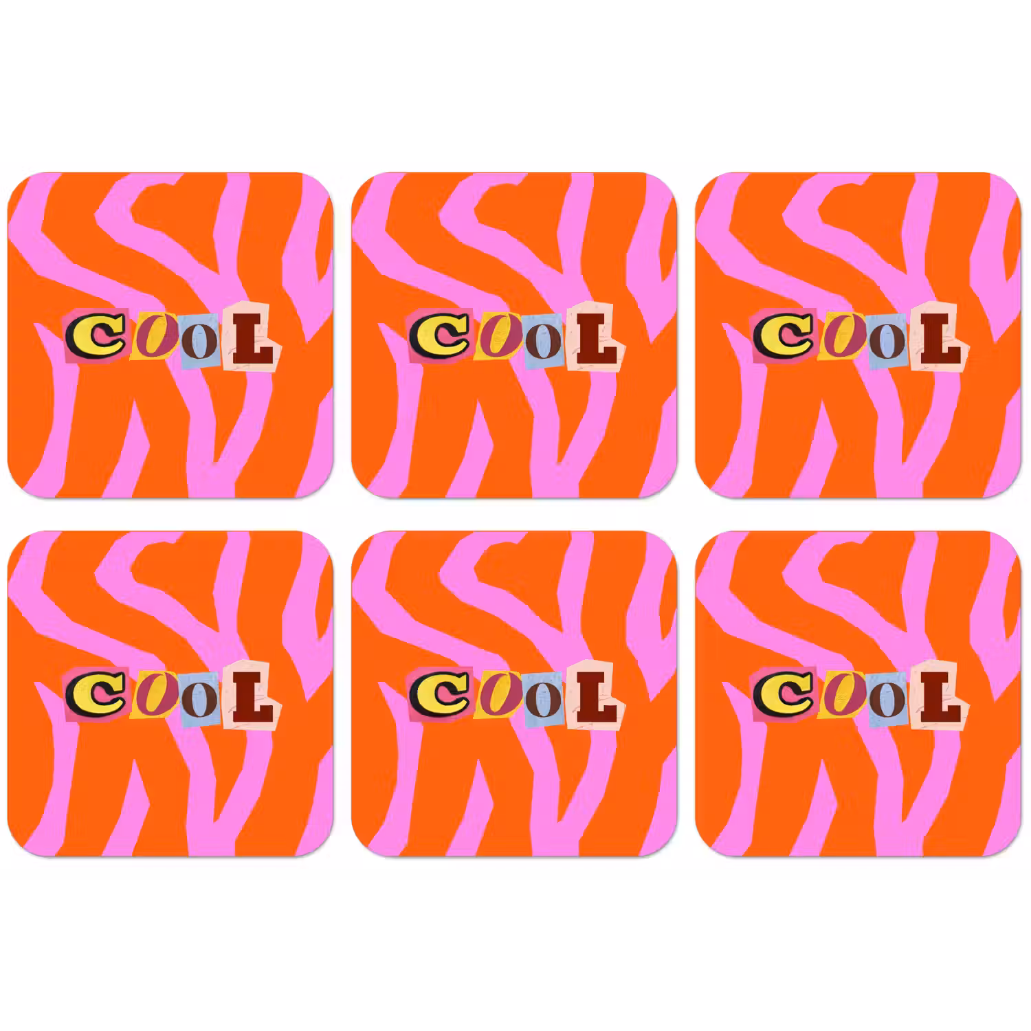 Zebraprint - Grafisch - COOL - Oranje onderzetter kurk middel -zkaufland3dotto