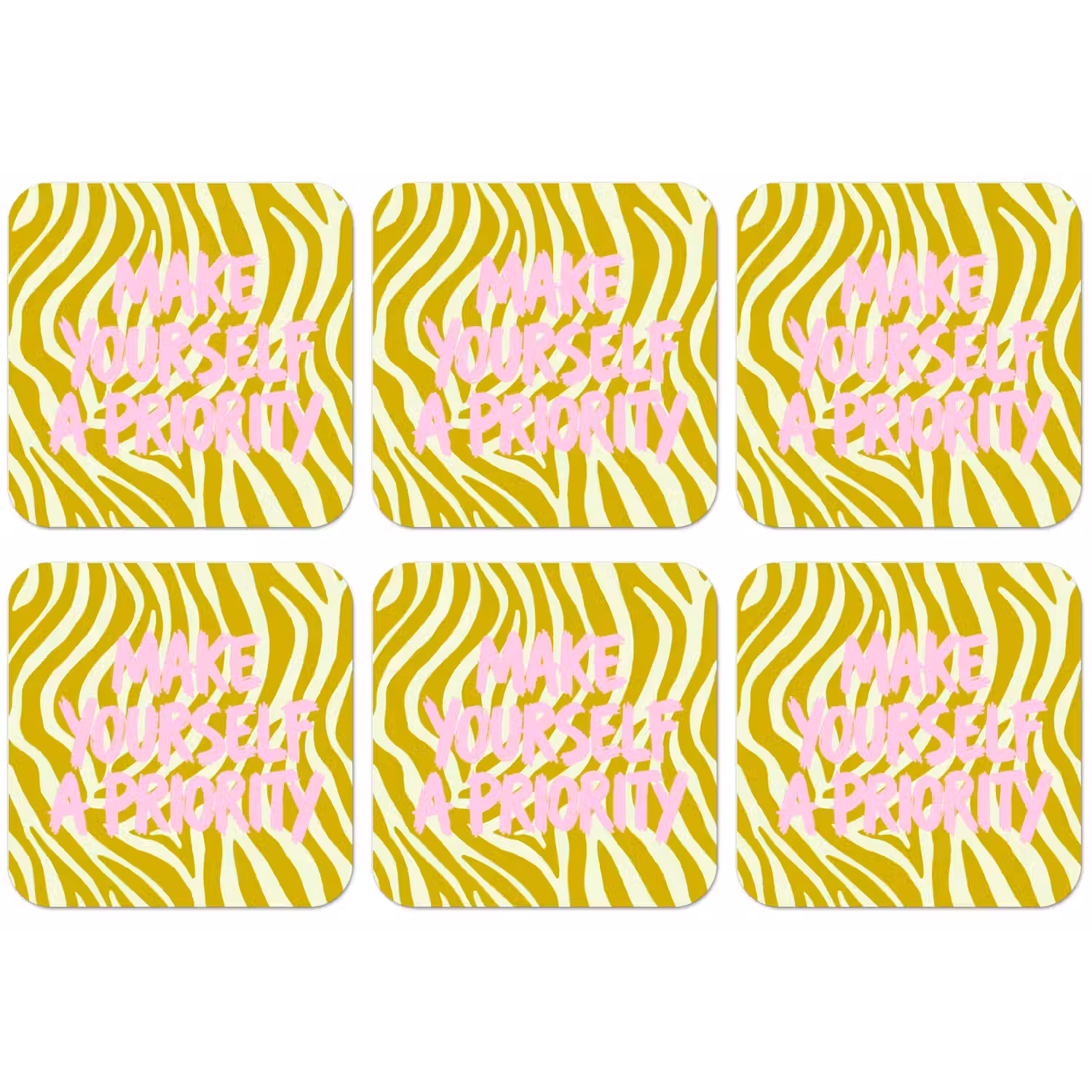 Zebraprint - Priority - Roze onderzetter kurk middel -zkaufland3dotto