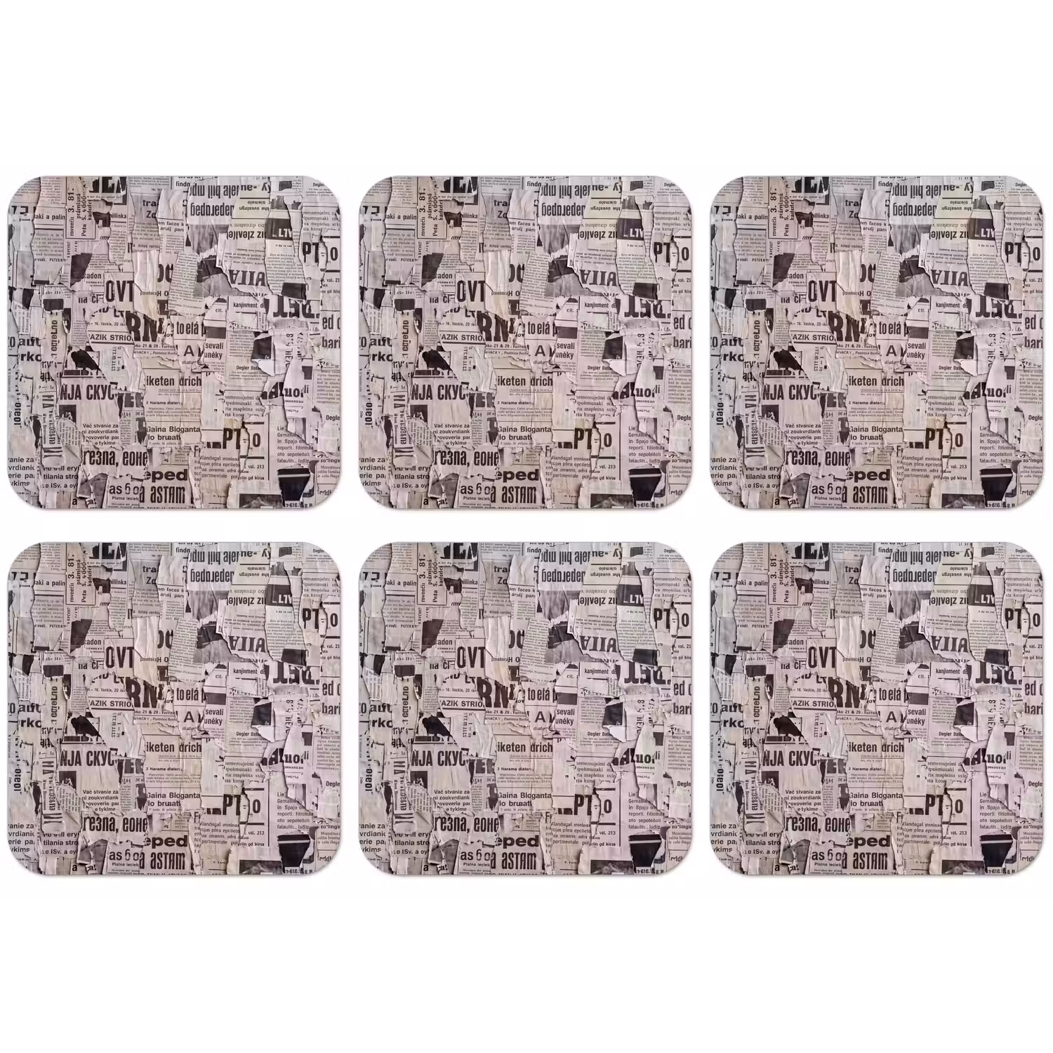 Krant - Gescheurd - Textuur - Abstract - Zwart-wit onderzetter kurk middel -zkaufland3dotto