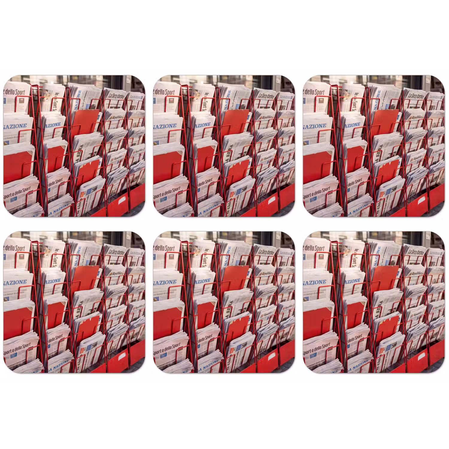 Kranten - Rek - Stedelijk - Dagelijks leven - Rood onderzetter kurk middel -zkaufland3dotto