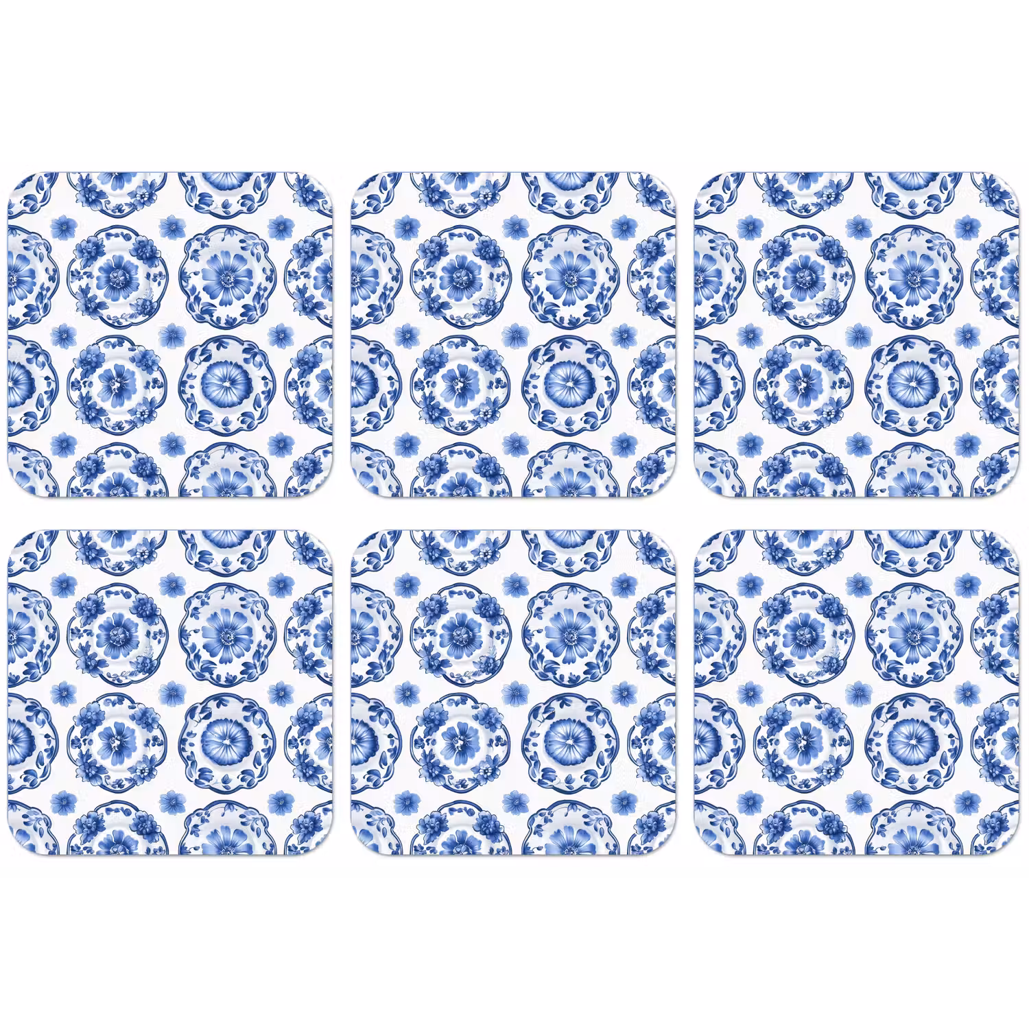 Sierborden - Bloemen - Blauw onderzetter kurk middel 366 -zkaufland3dotto