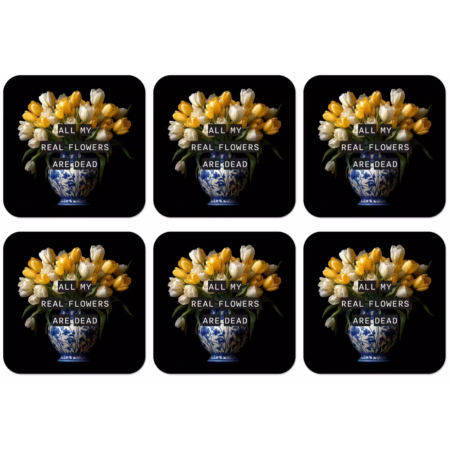 Quotes - Bloem - Tulp - Geel onderzetter kurk middel -zkaufland3dotto