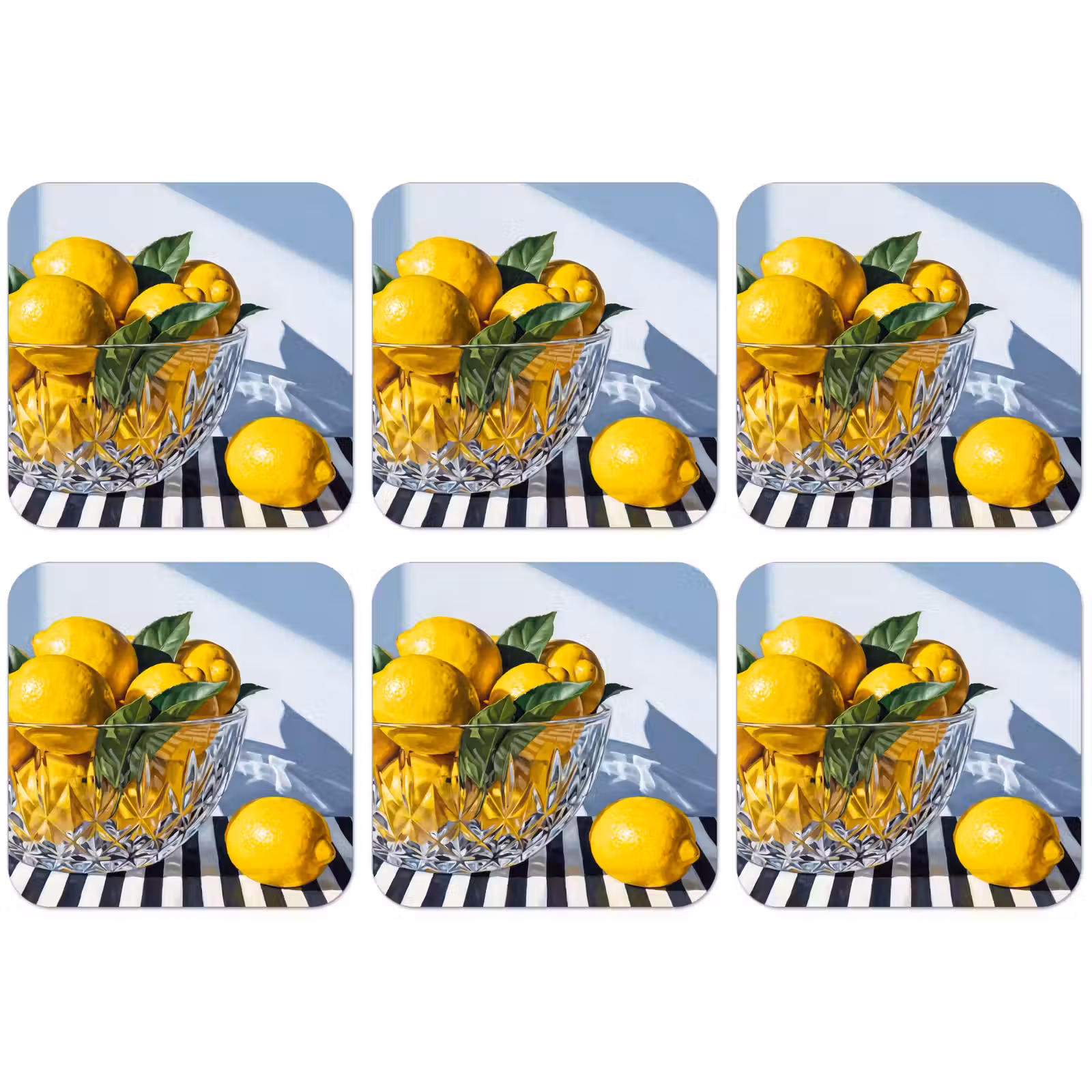 Untersetzer - Zitronen – Obst – Gelb - Citroenen - Fruit - Geel onderzetter kurk middel