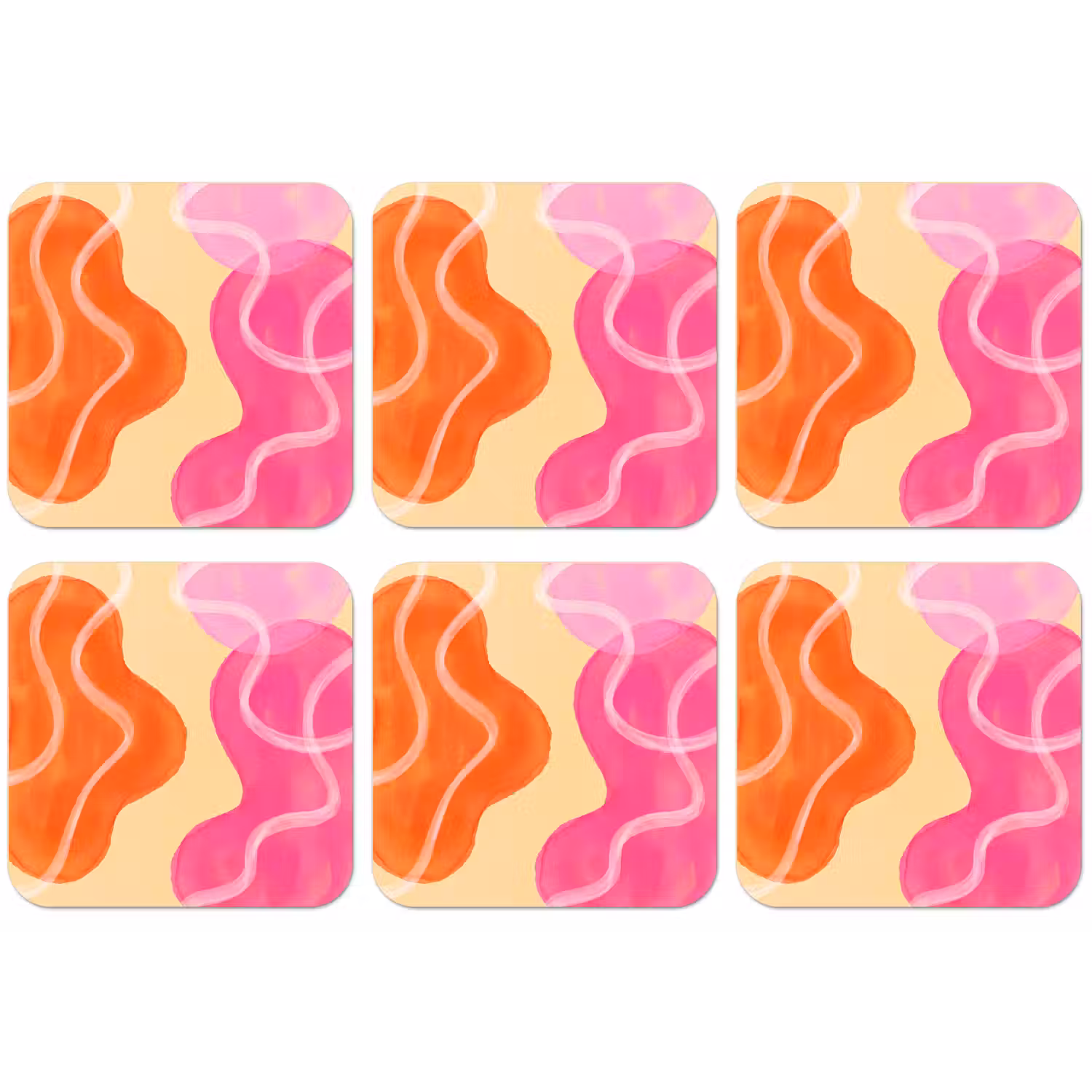 Abstract - Aquarel - Organisch - Oranje - Roze onderzetter kurk middel -zkaufland3dotto