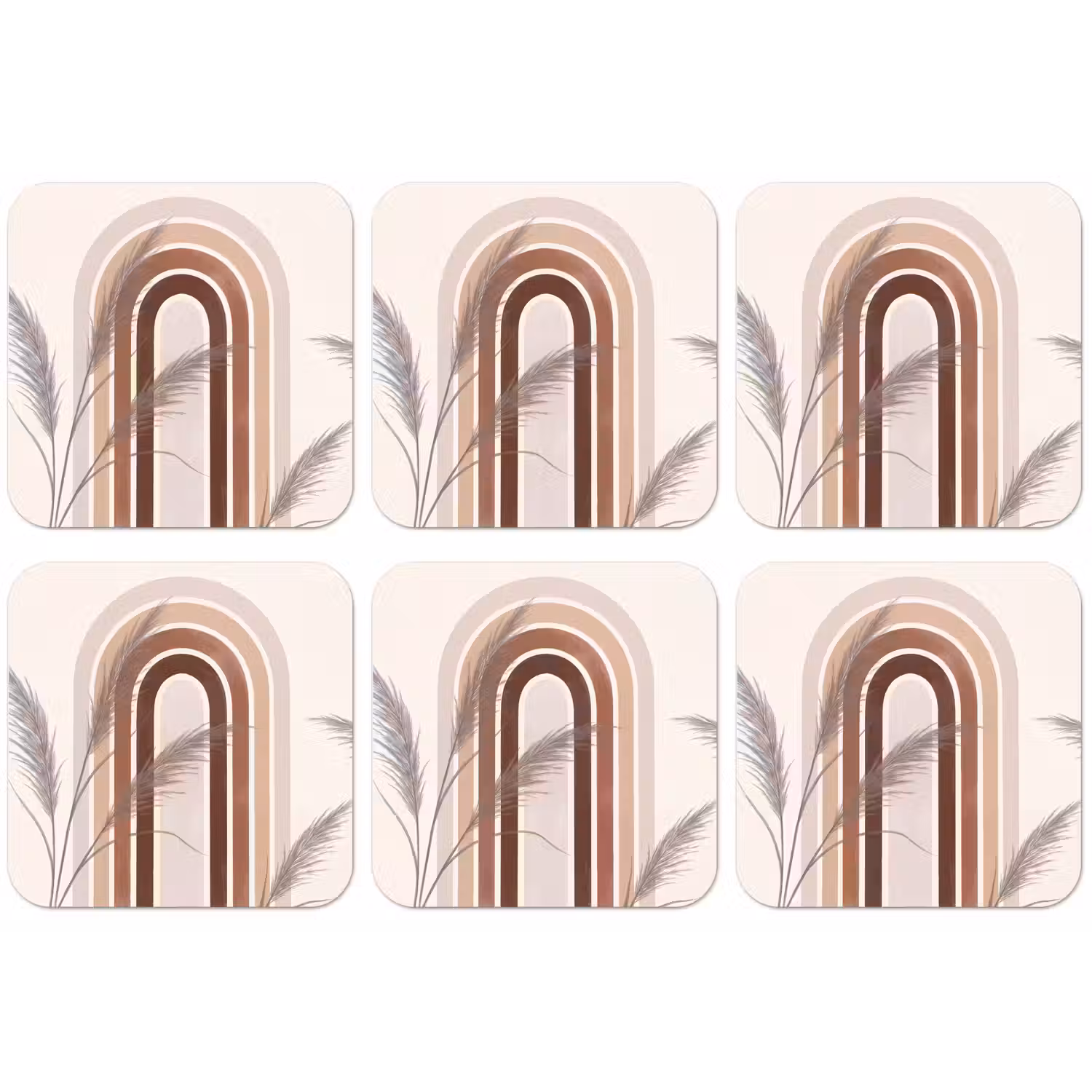 Abstract - Bogen - Plant - Boho - Beige onderzetter kurk middel -zkaufland3dotto