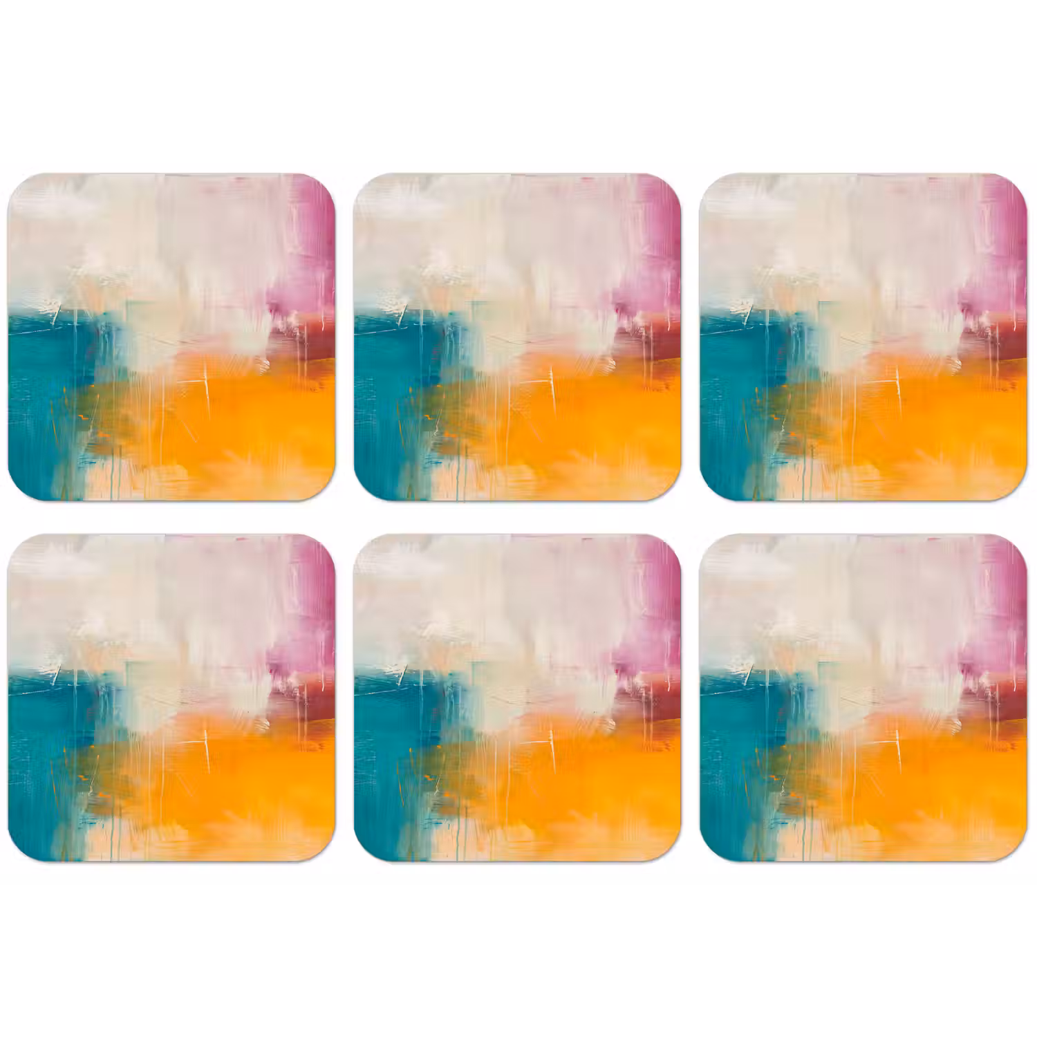 Abstract - Kleurrijk - Modern - Kunst - Oranje onderzetter kurk middel -zkaufland3dotto