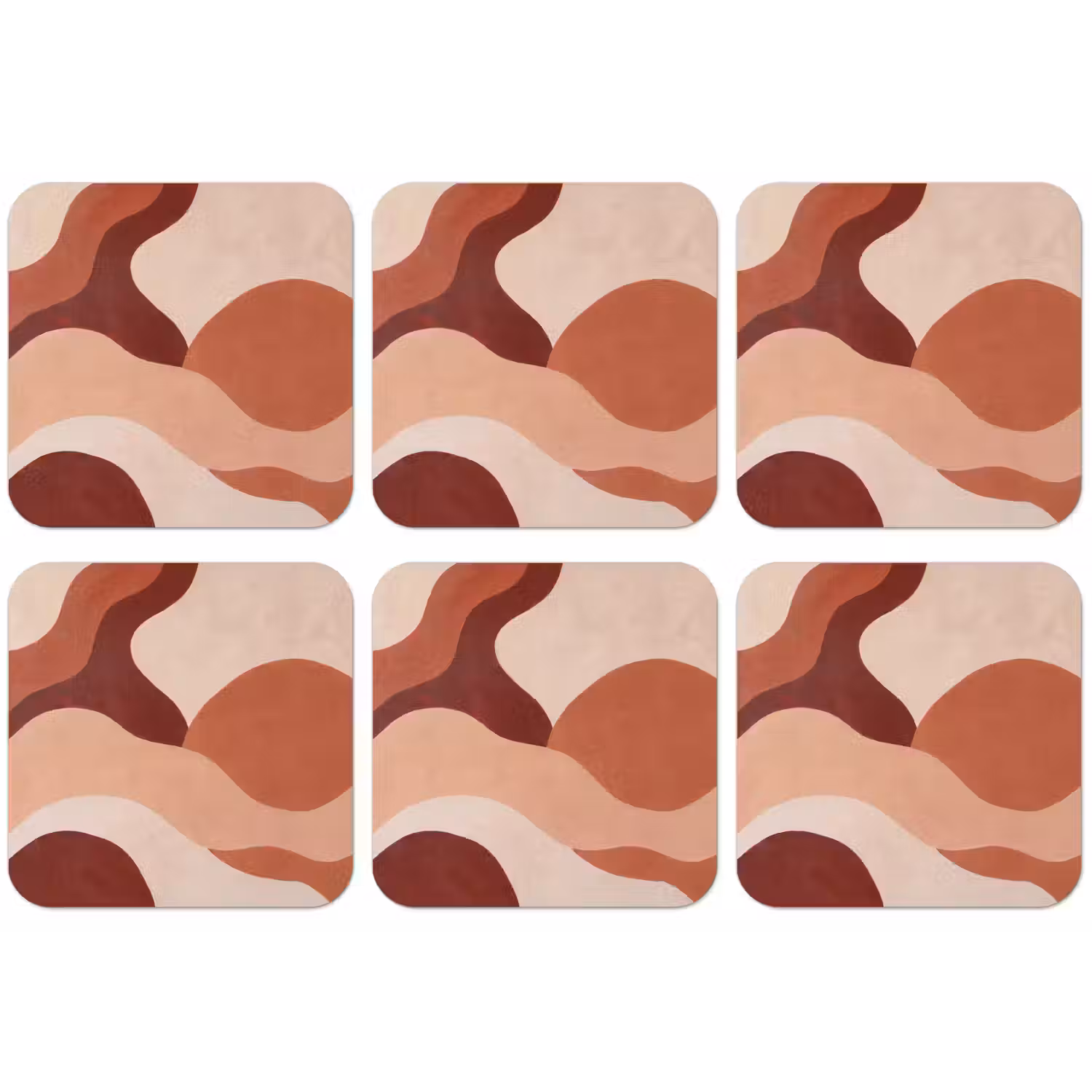 Abstract - Vormen - Organisch - Aardetinten - Modern onderzetter kurk middel -zkaufland3dotto