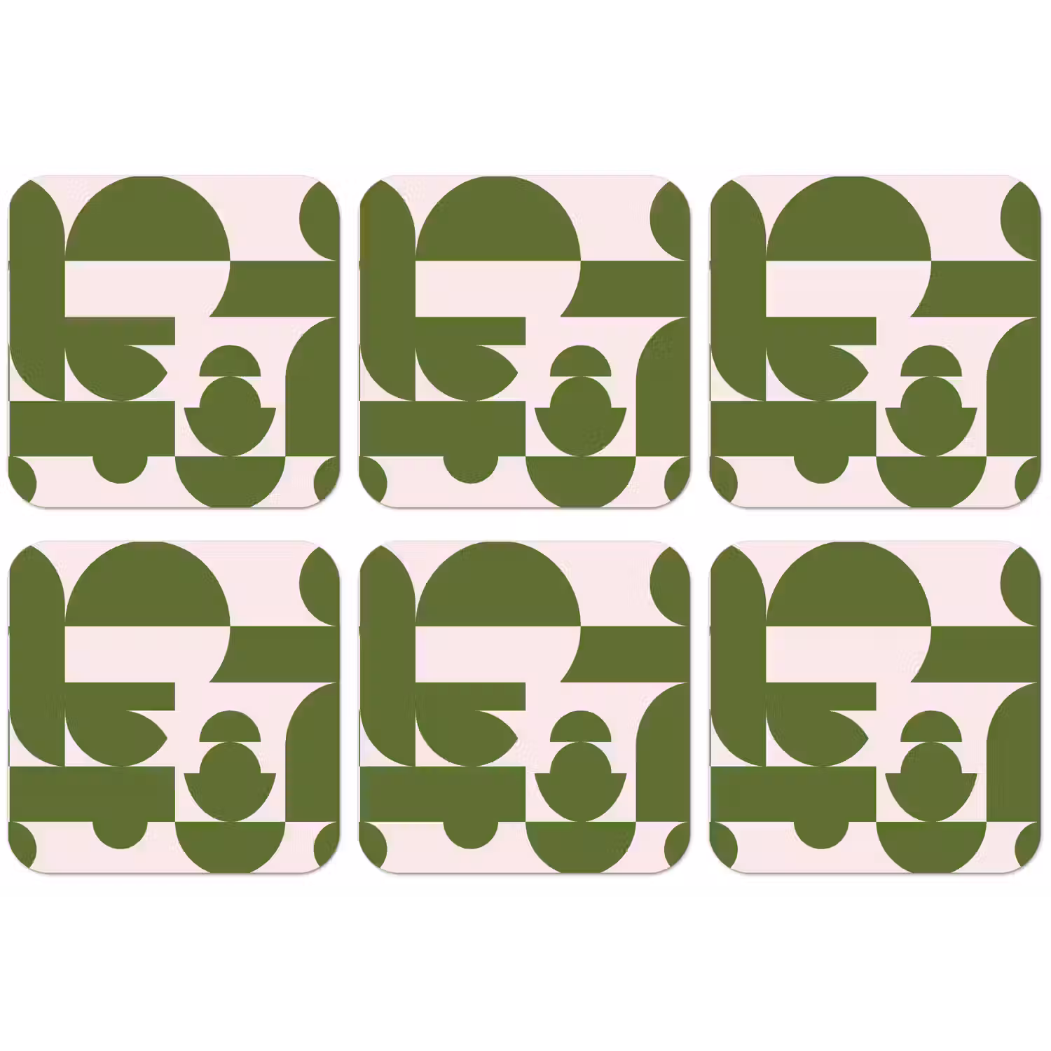 Abstract - Geometrie - Modern - Groen - Wit onderzetter kurk middel -zkaufland3dotto