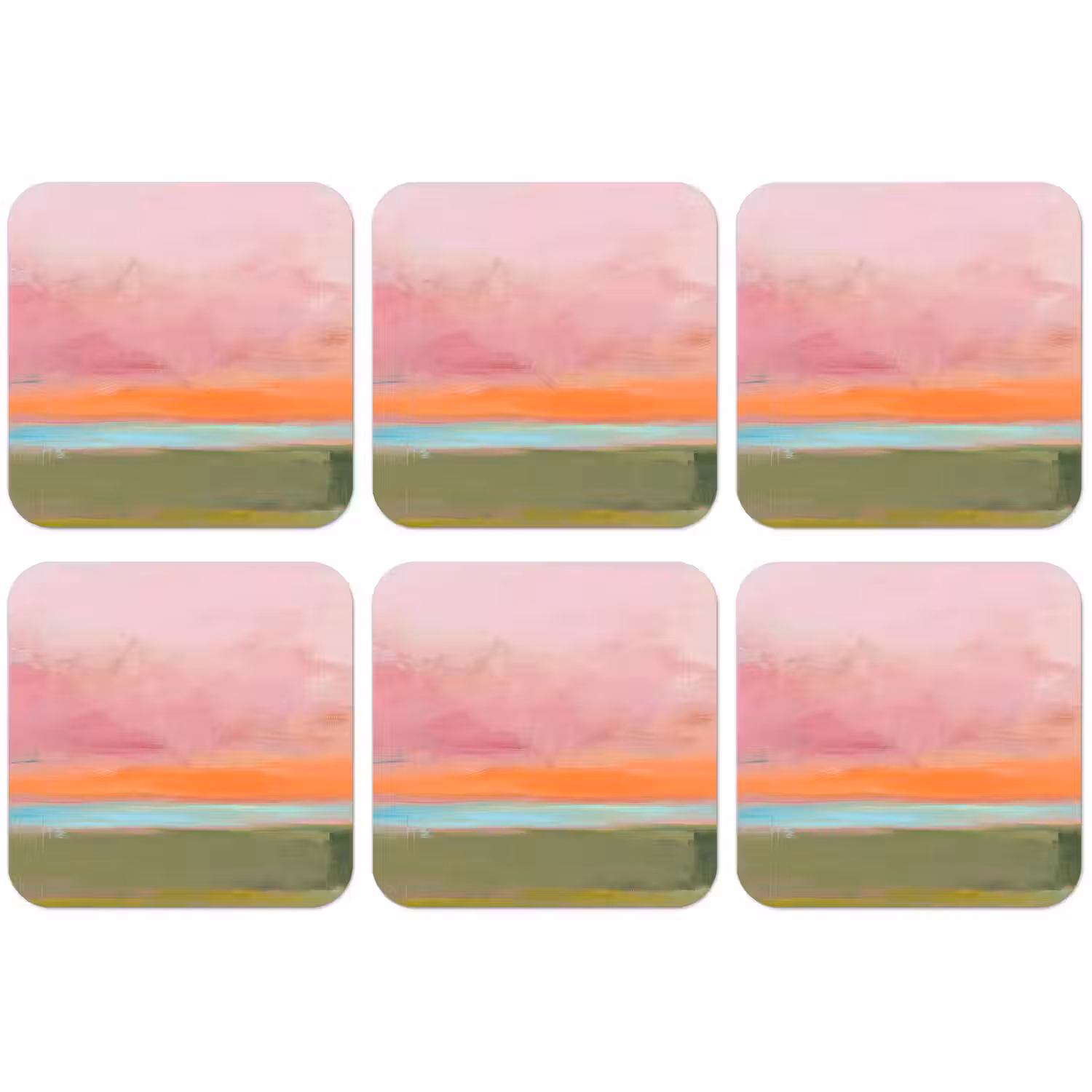 Abstract - Landschap - Modern - Roze - Oranje onderzetter kurk middel -zkaufland3dotto