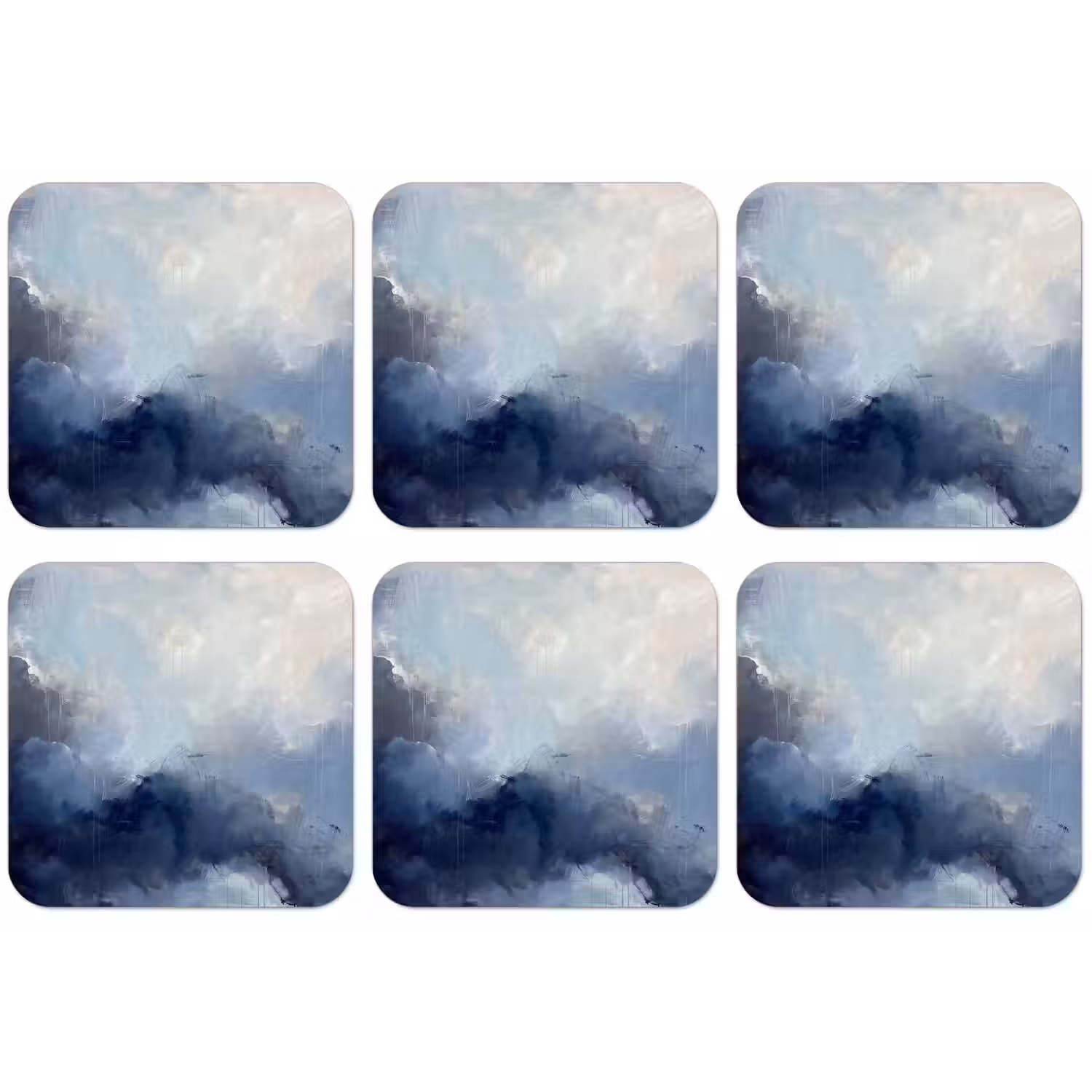 Abstract - Wolken - Modern - Blauw - Kunst onderzetter kurk middel -zkaufland3dotto