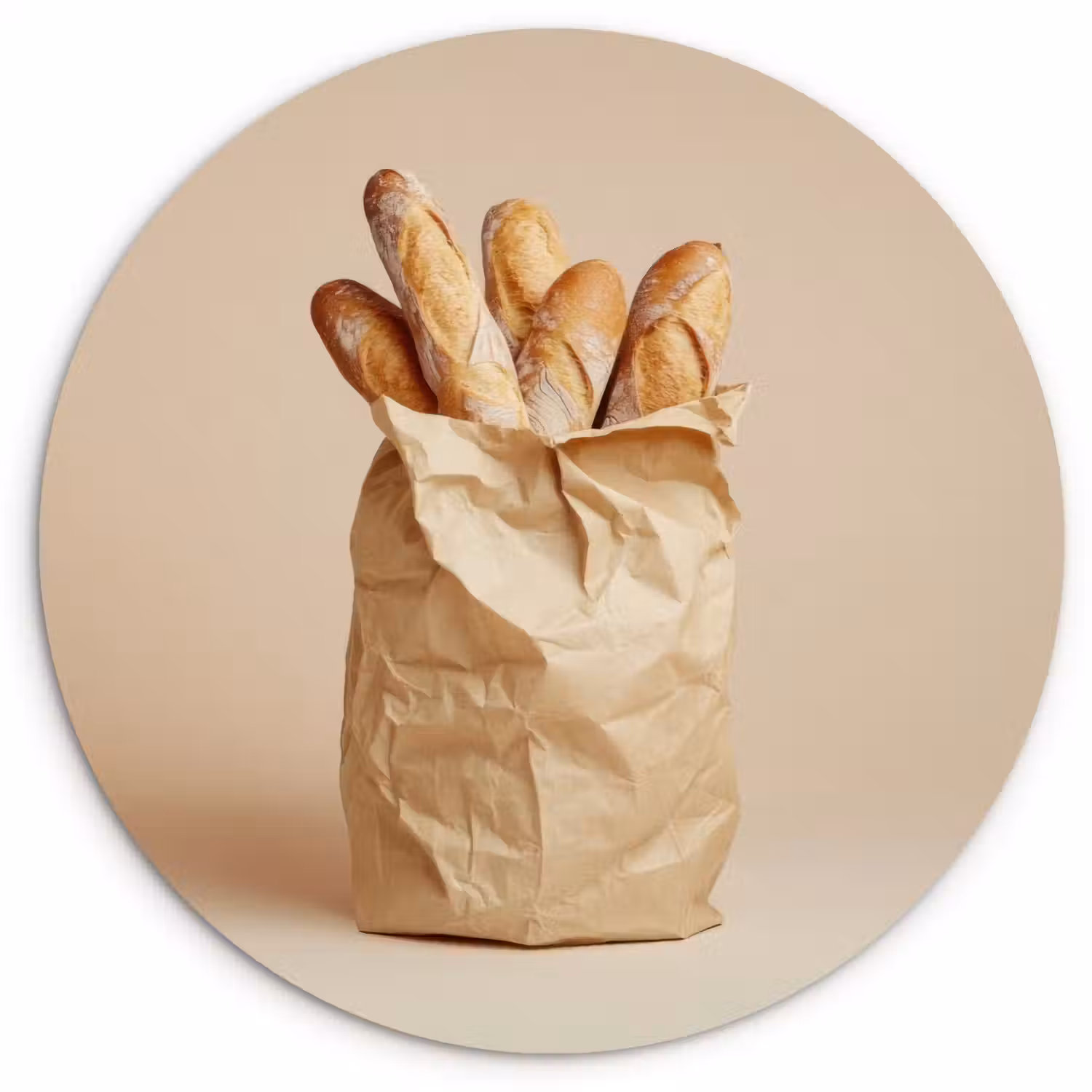 Baguette - Brood - Stokbrood - Beige Wandcirkel plexiglas klein -3d