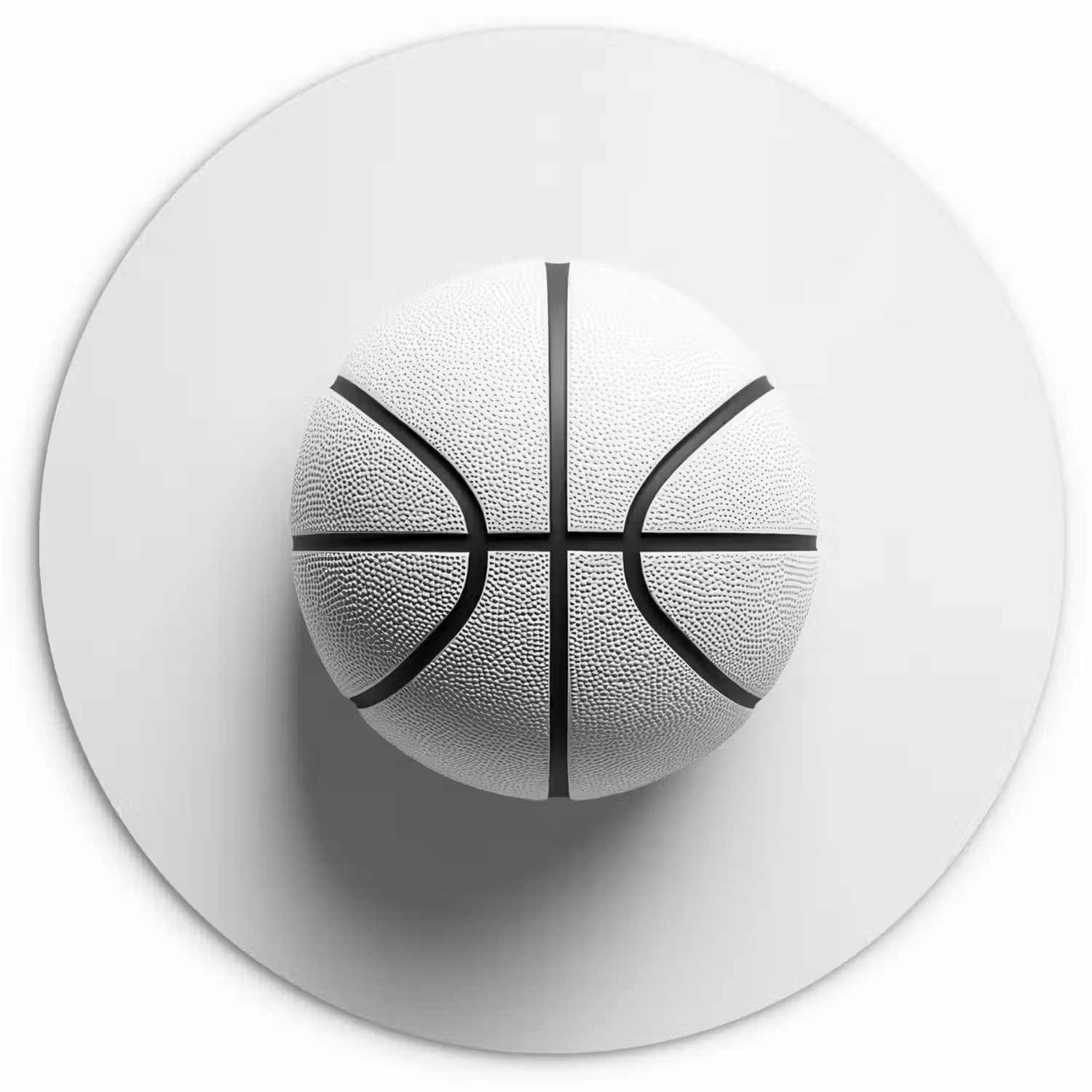 Basketbal - Wit - Schaduw - Lijnen Wandcirkel plexiglas klein -3d
