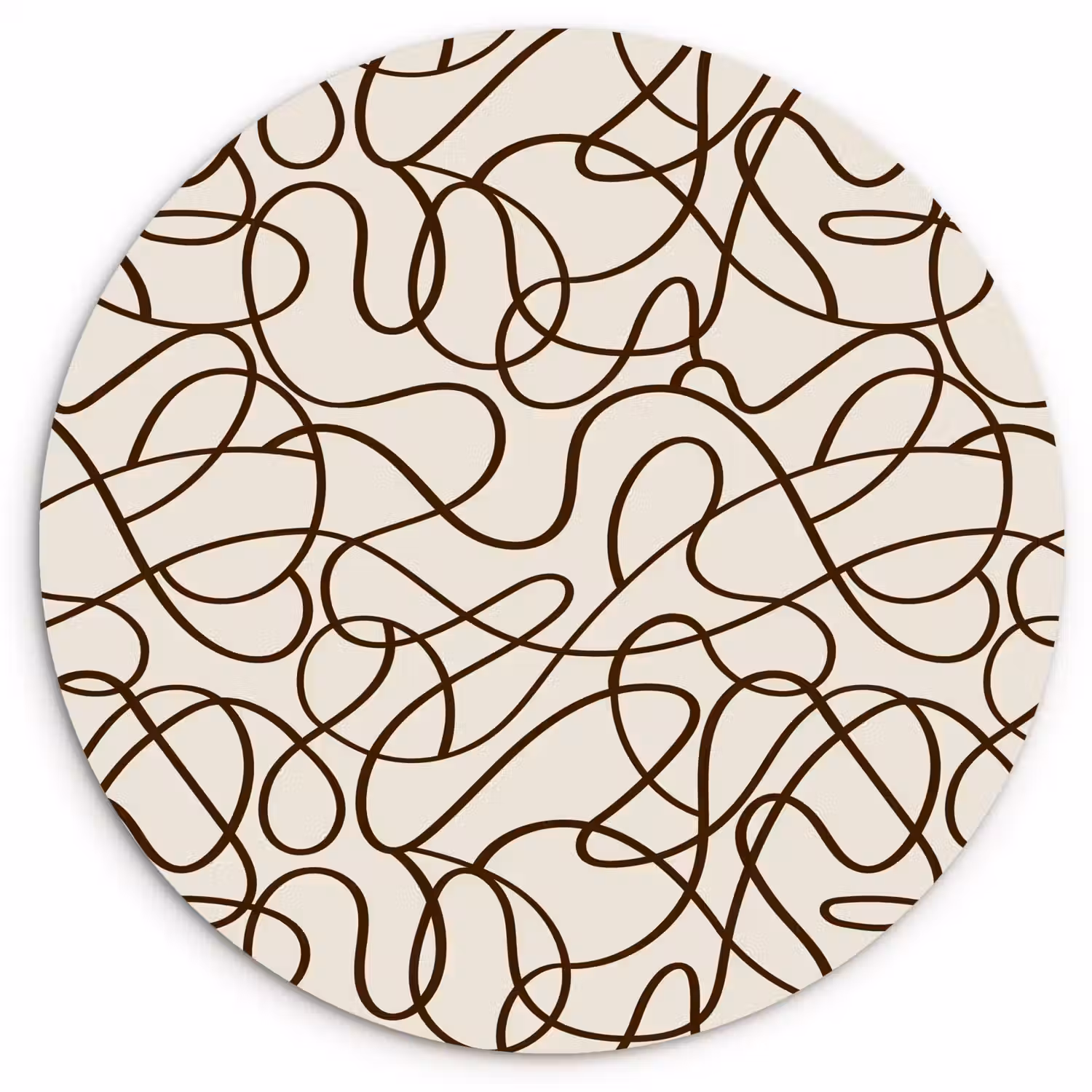 Beige - Lijnen - Donkerbruin Wandcirkel plexiglas klein 852 -3d