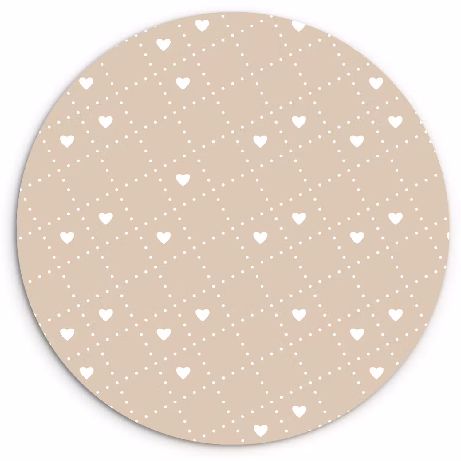 Beige - Wit - Hartjes - Patroon Wandcirkel plexiglas klein 852 -3d