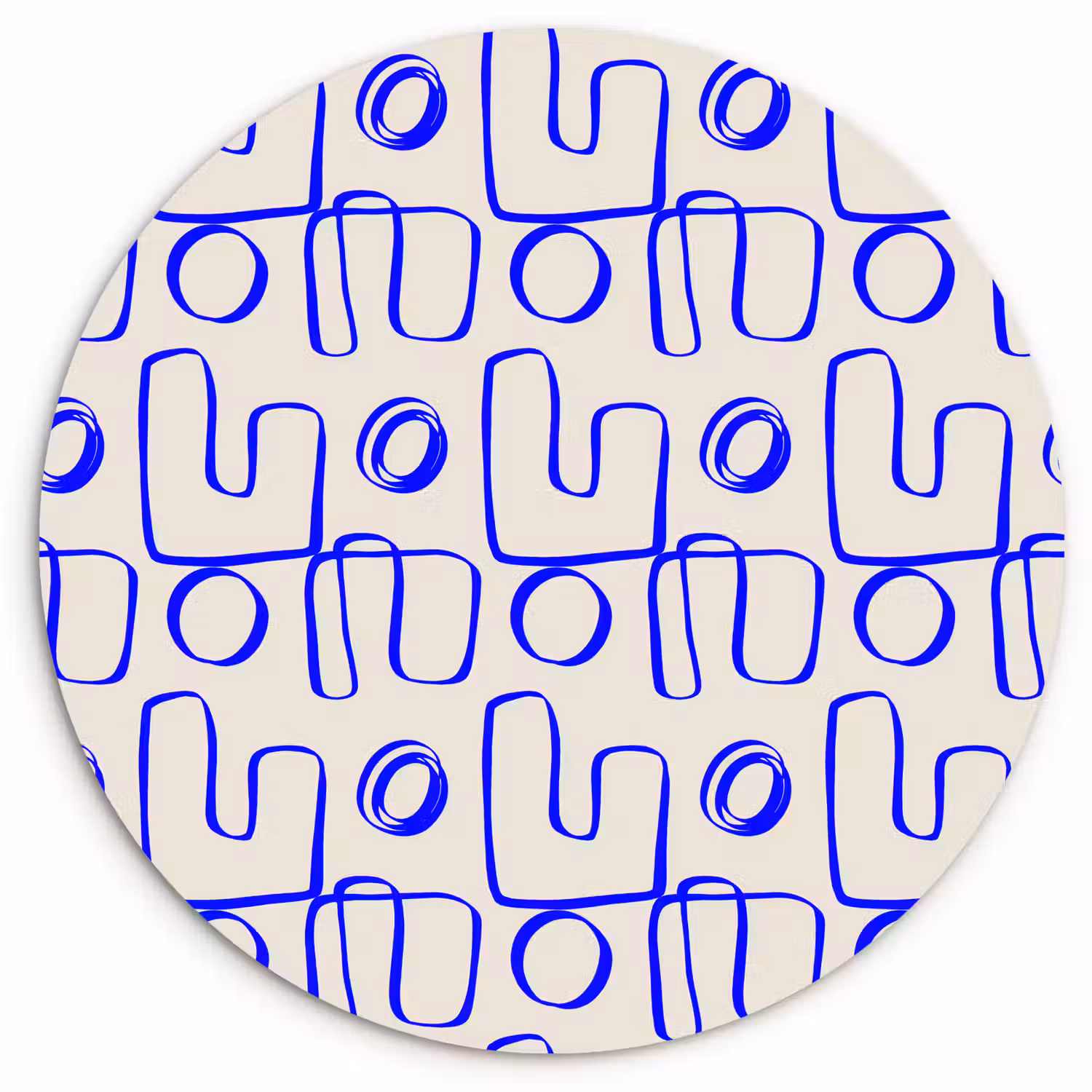 Blauw - Patroon - Beige - Abstract Wandcirkel plexiglas klein 852 -3d