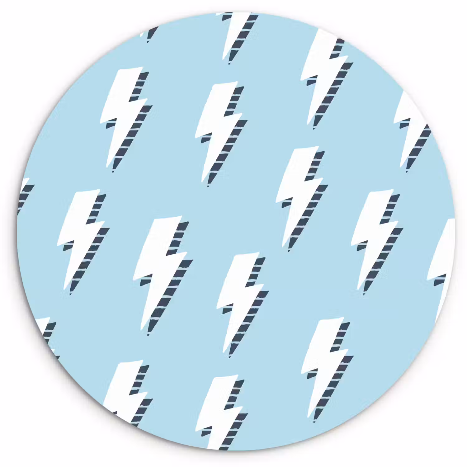 Blauw - Wit - Patroon - Bliksem Wandcirkel plexiglas klein 852 -3d