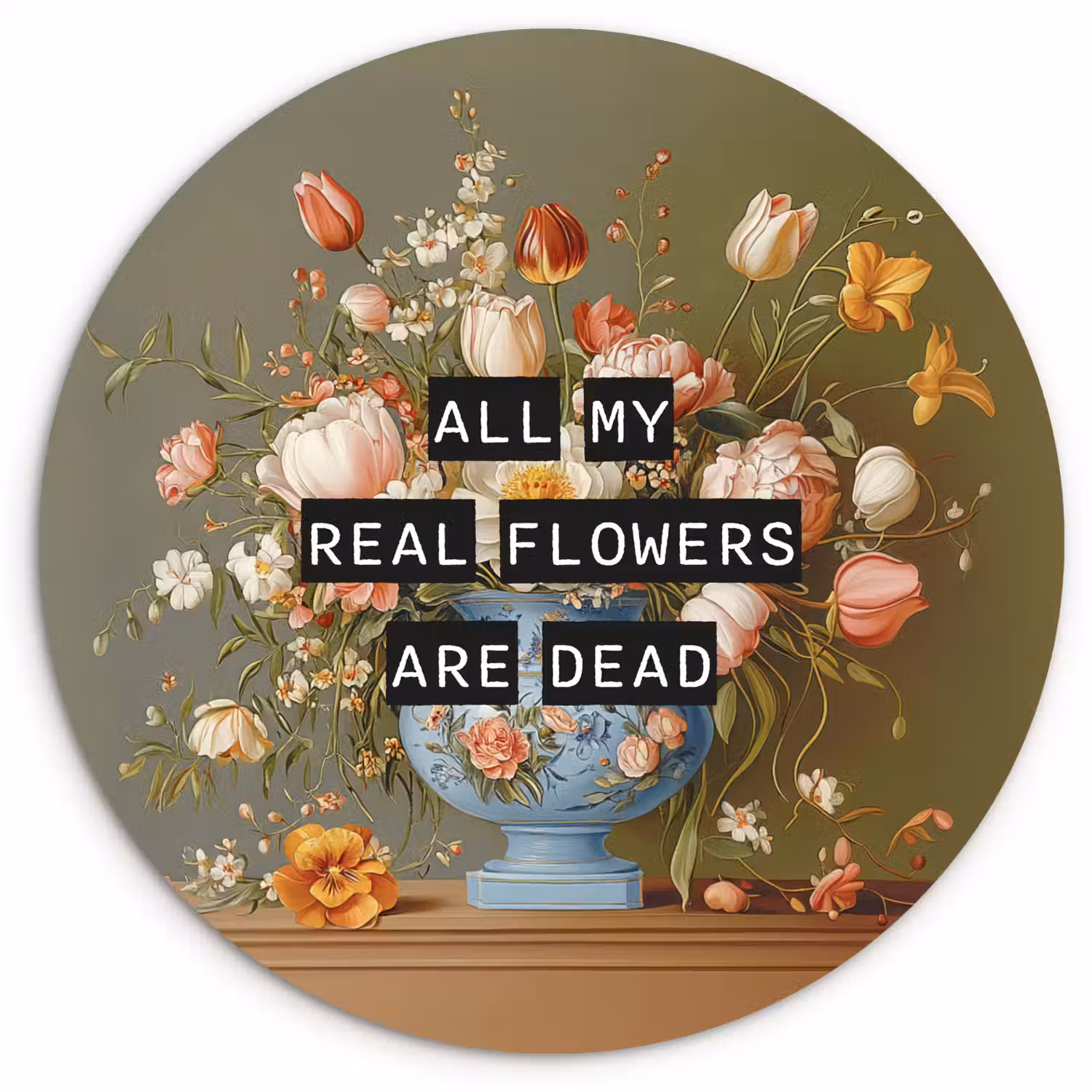 Bloem - Quote - Vintage - Art Wandcirkel plexiglas klein -3d