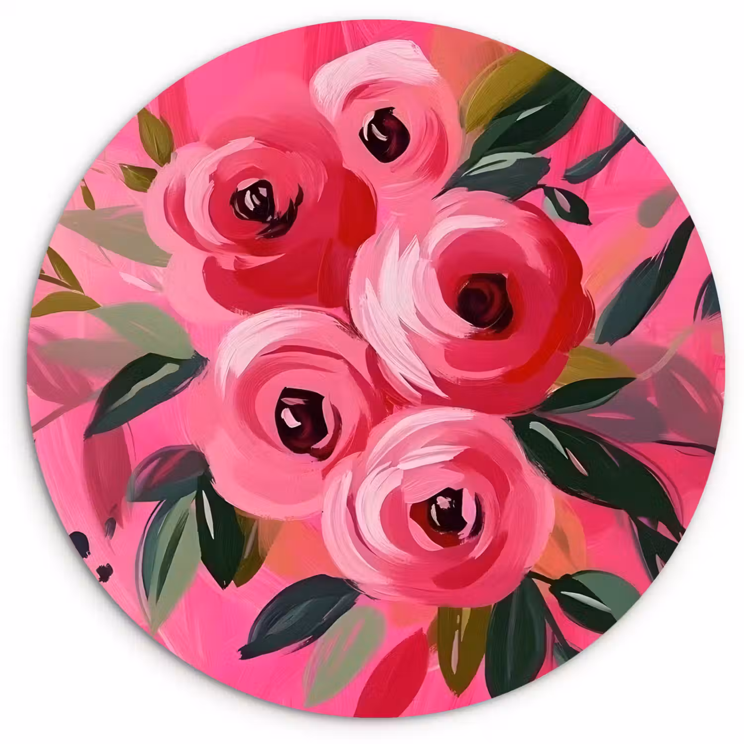 Bloemen - Verf - Roze Wandcirkel plexiglas klein -3d